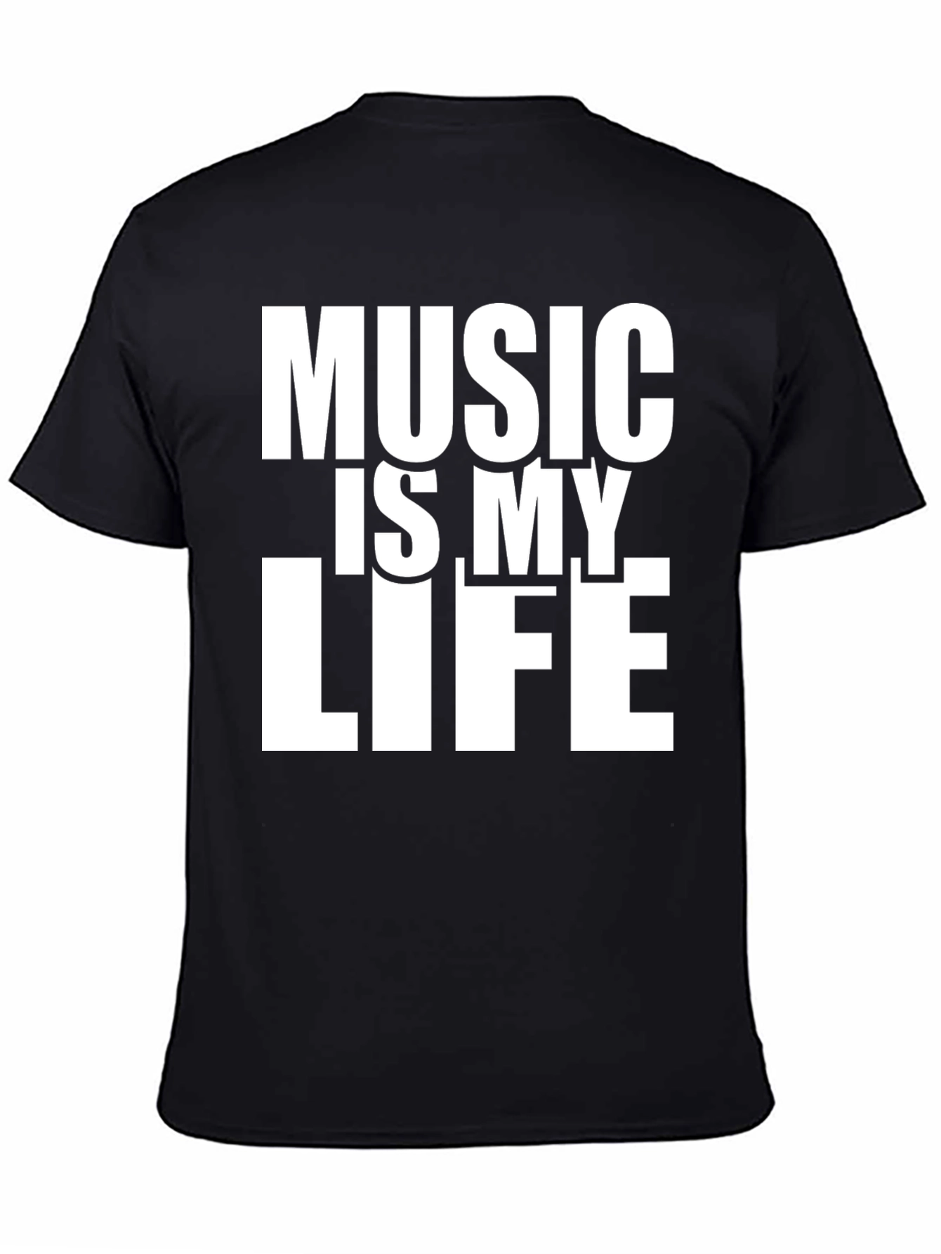 Music is My Life Black Graphic T-Shirt