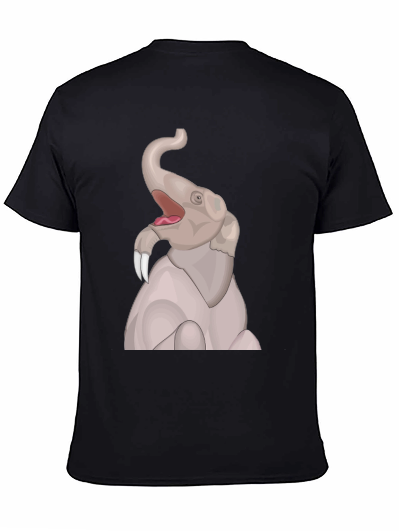 Elephant Cartoon Graphic T-Shirt - Black