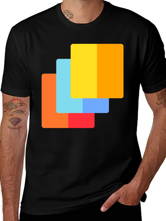 Abstract Squares Graphic Tee - Modern Casual Shirt