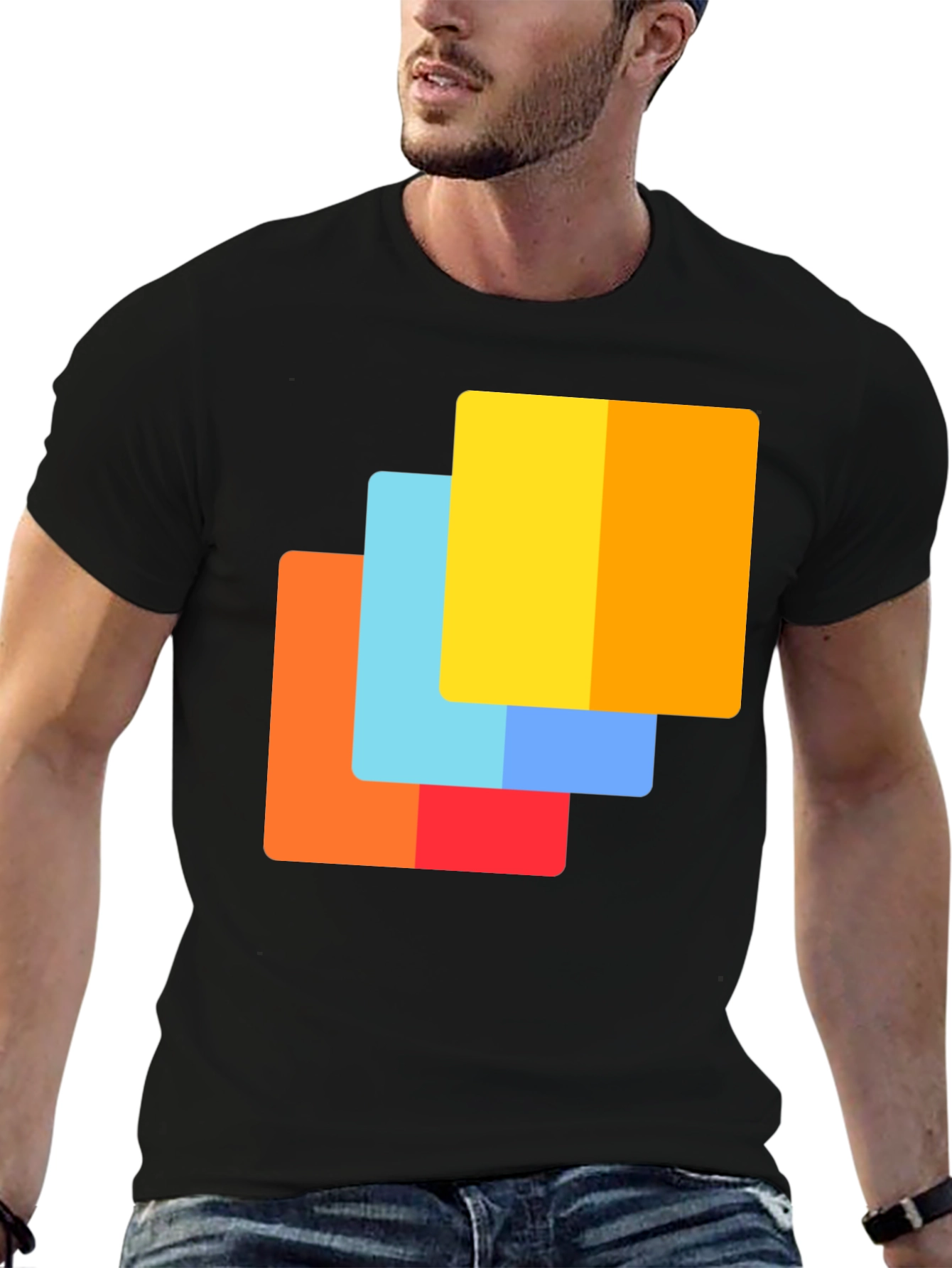 Abstract Squares Graphic Tee - Modern Casual Shirt