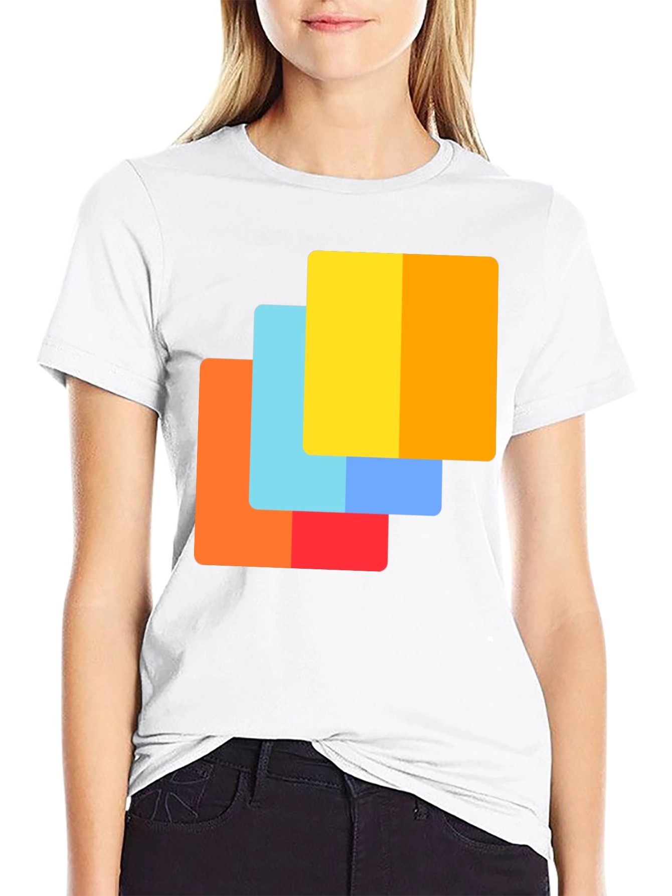 Abstract Squares Graphic Tee - Modern Casual Shirt