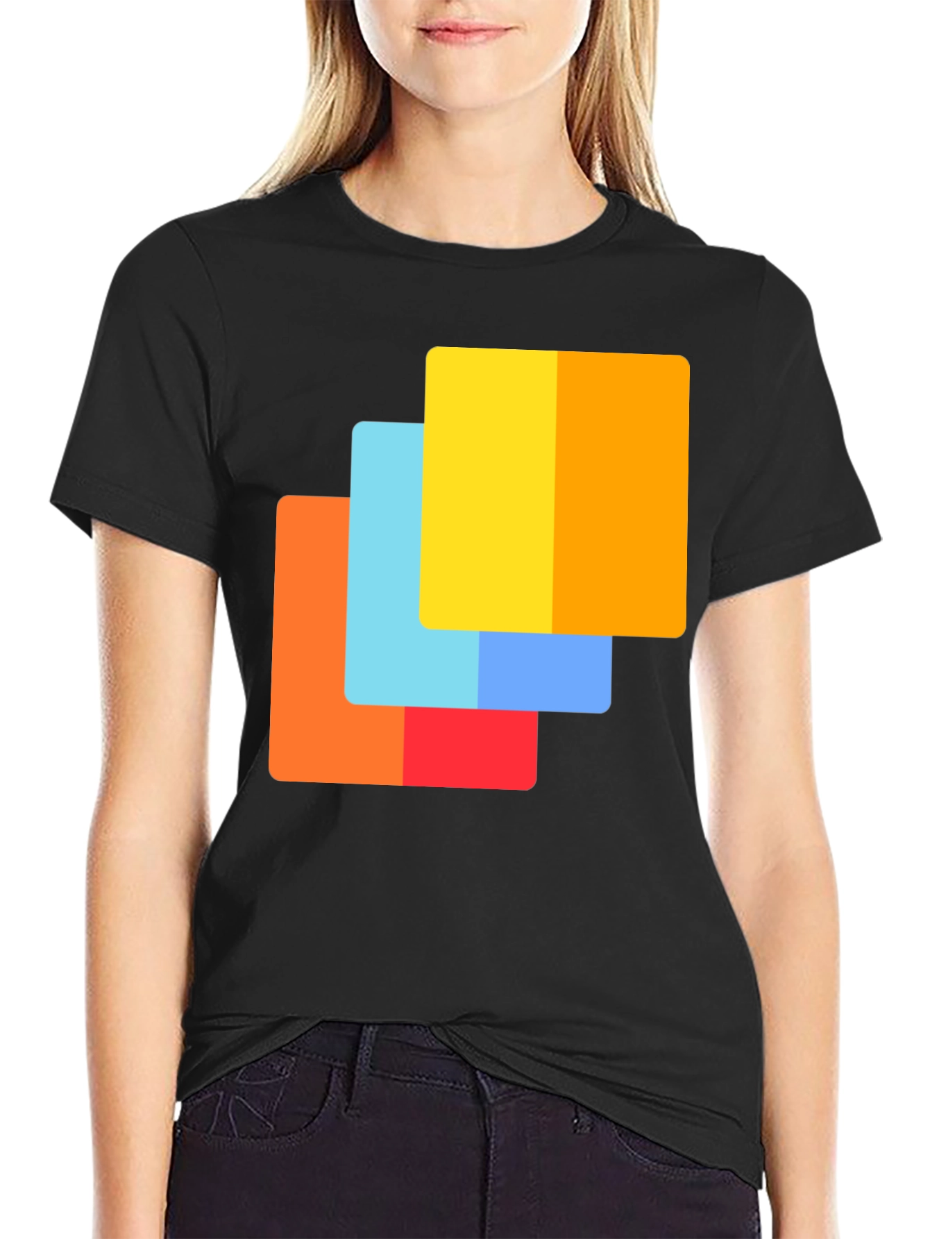 Abstract Squares Graphic Tee - Modern Casual Shirt