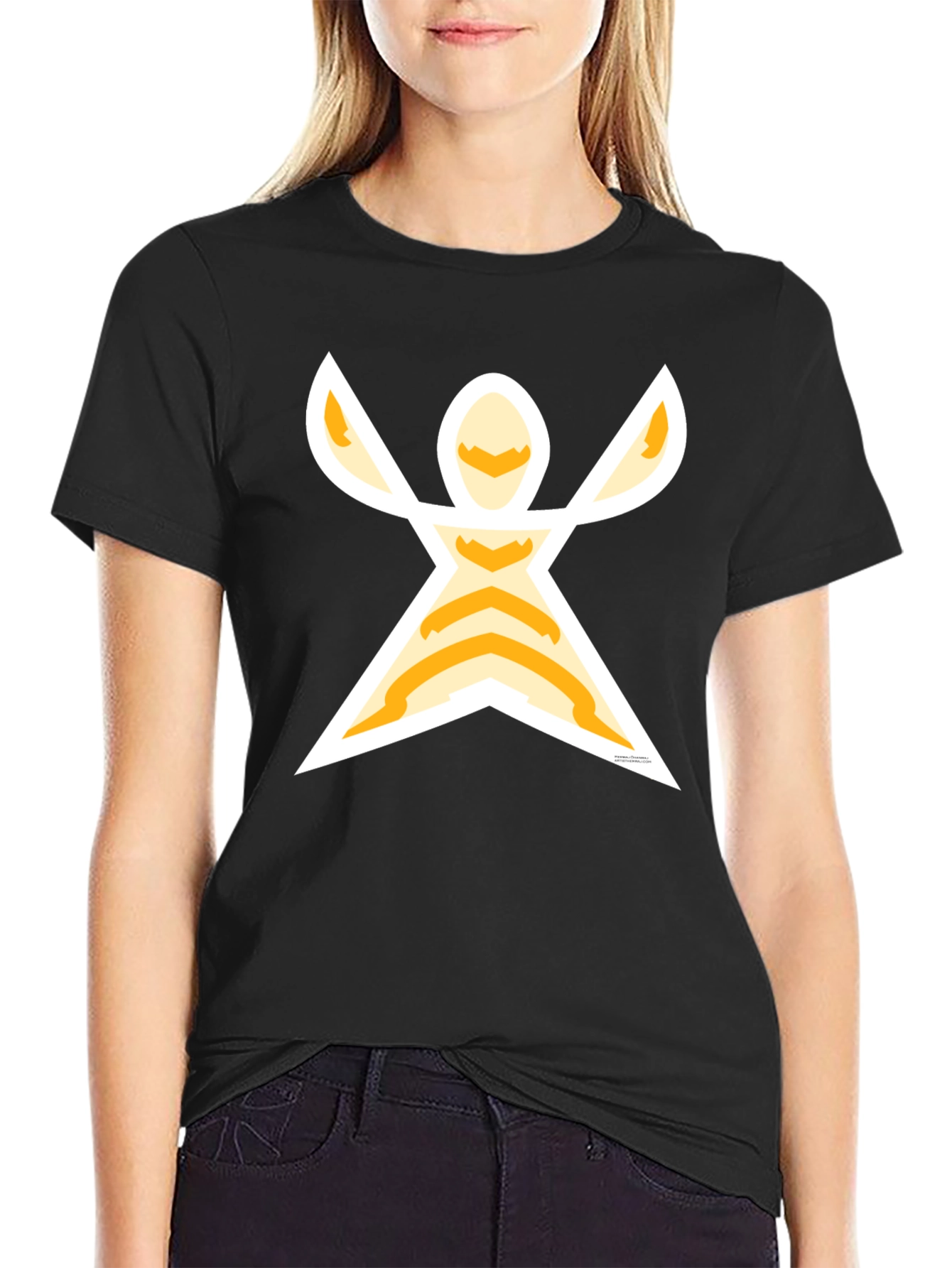Graphic Tee: Abstract Figure Print Black