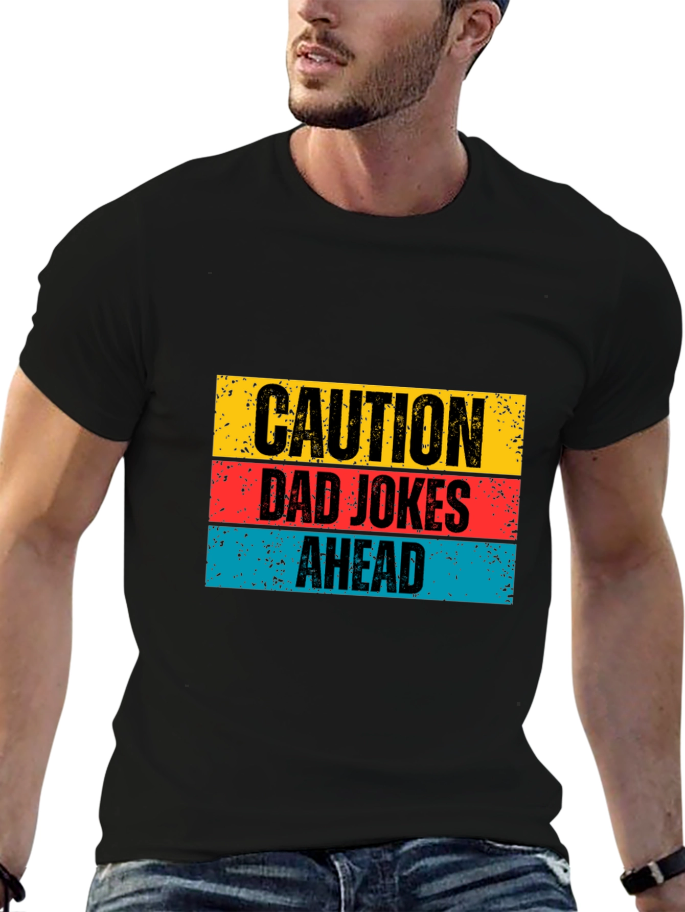 Caution Dad Jokes Ahead Graphic Tee