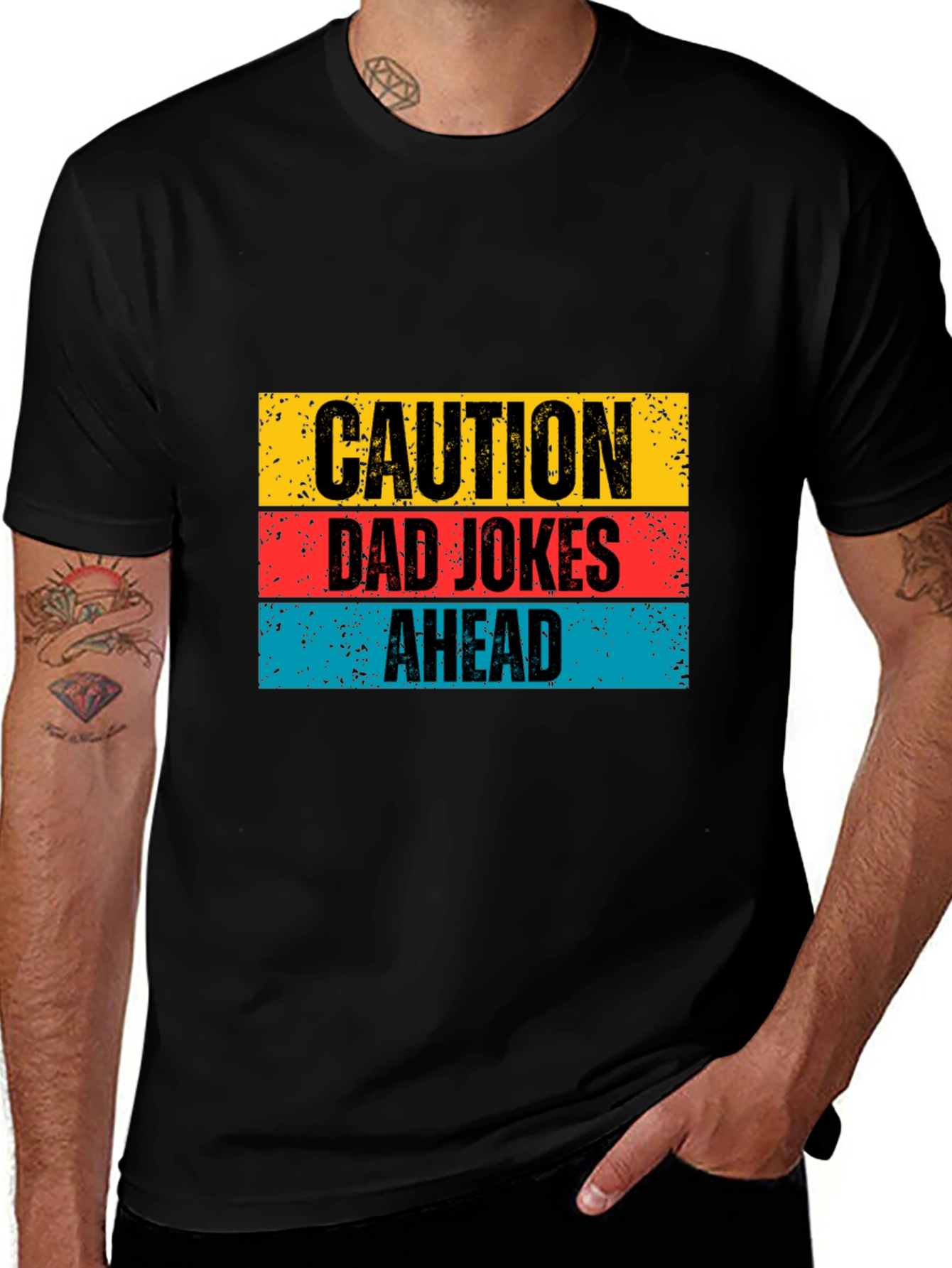 Caution Dad Jokes Ahead Graphic Tee