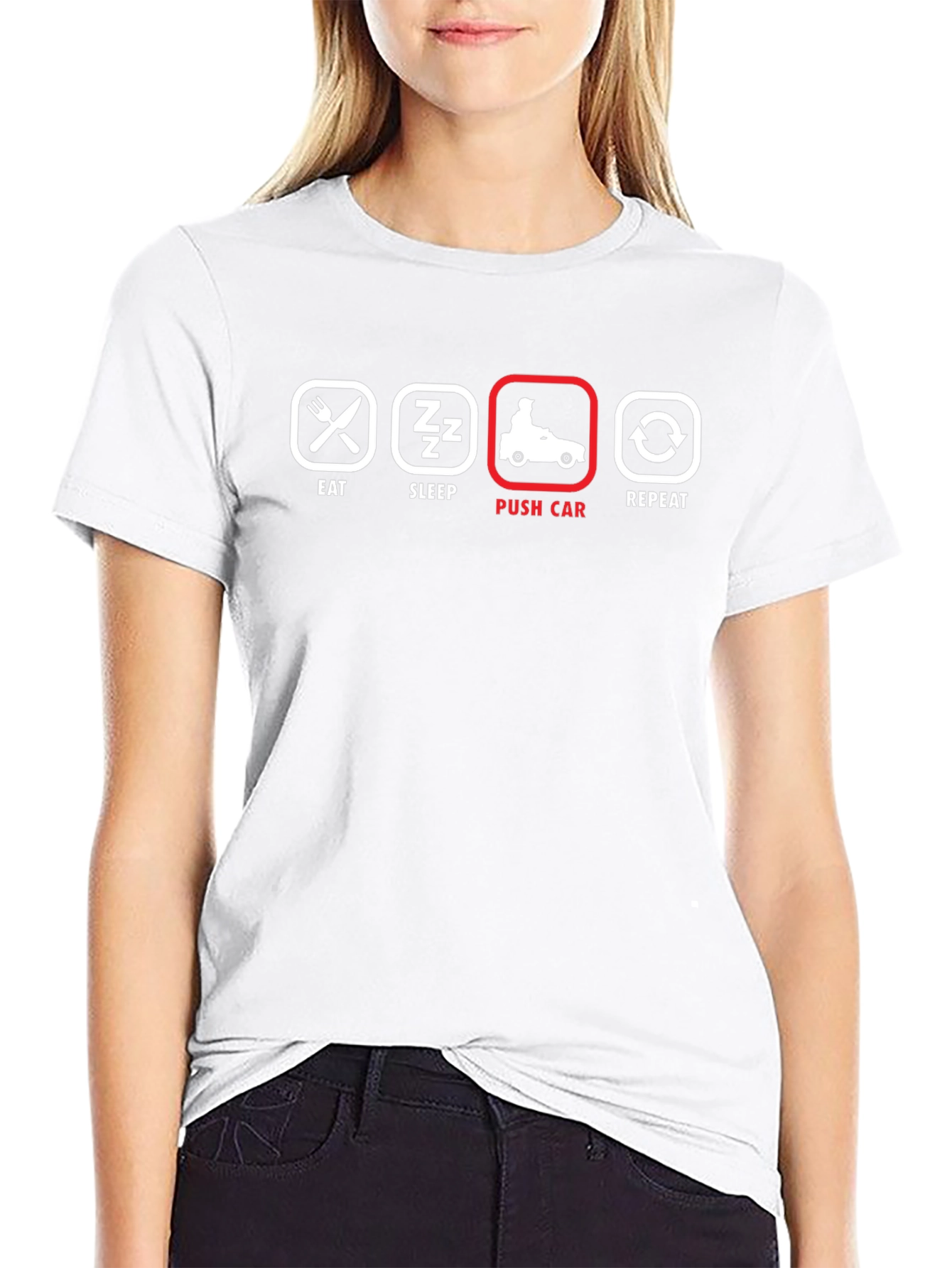 Eat Sleep Push Car Repeat - Black T-Shirt