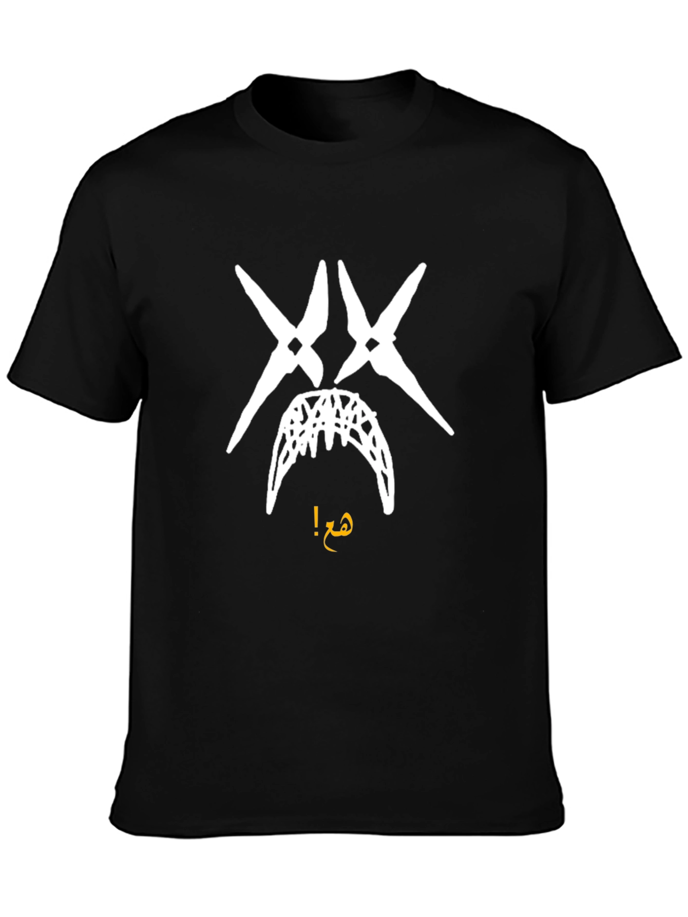 Edgy Graphic Tee - White Face Print on Black