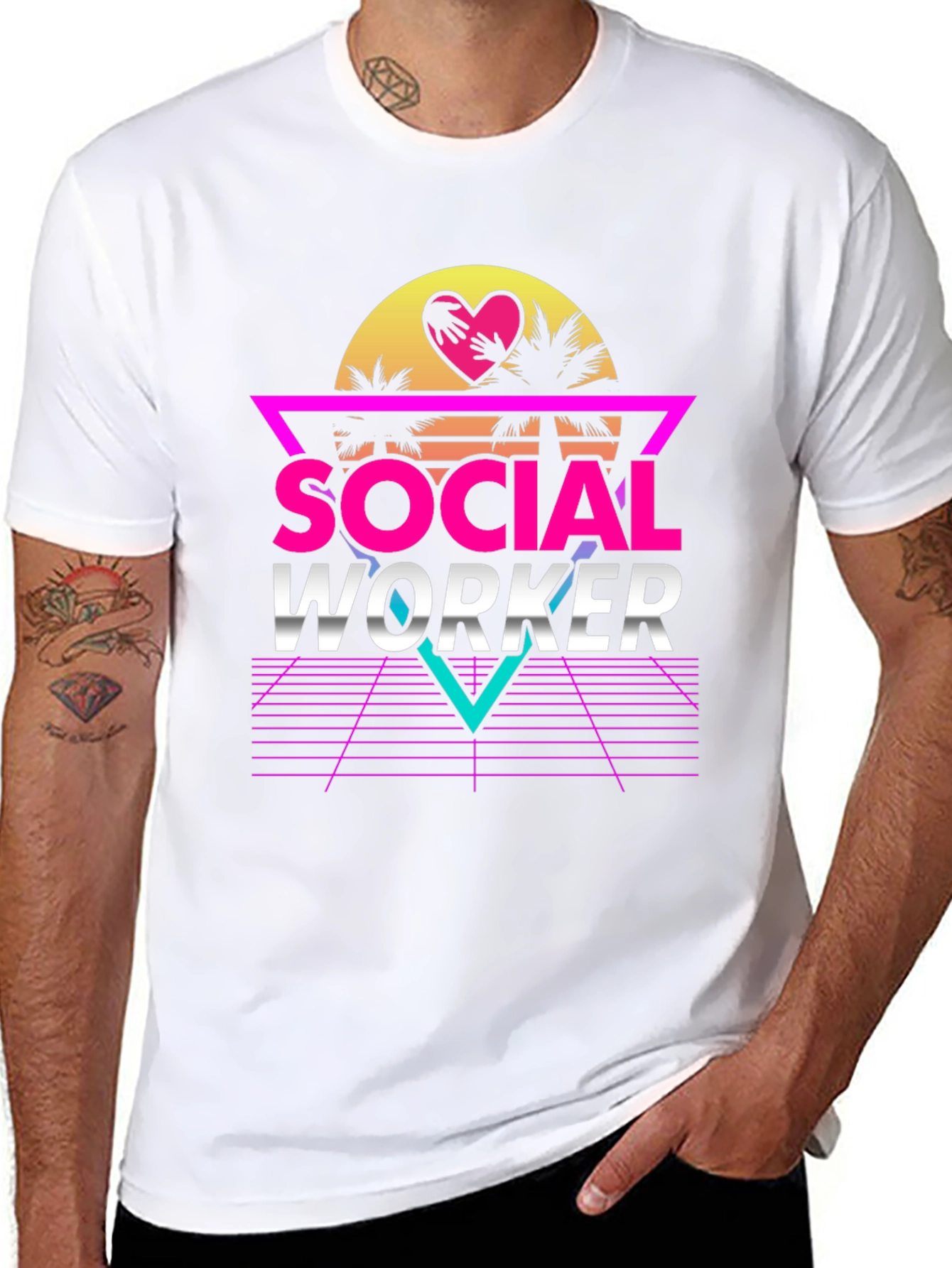Retro Social Worker T-Shirt - 80s Style Design