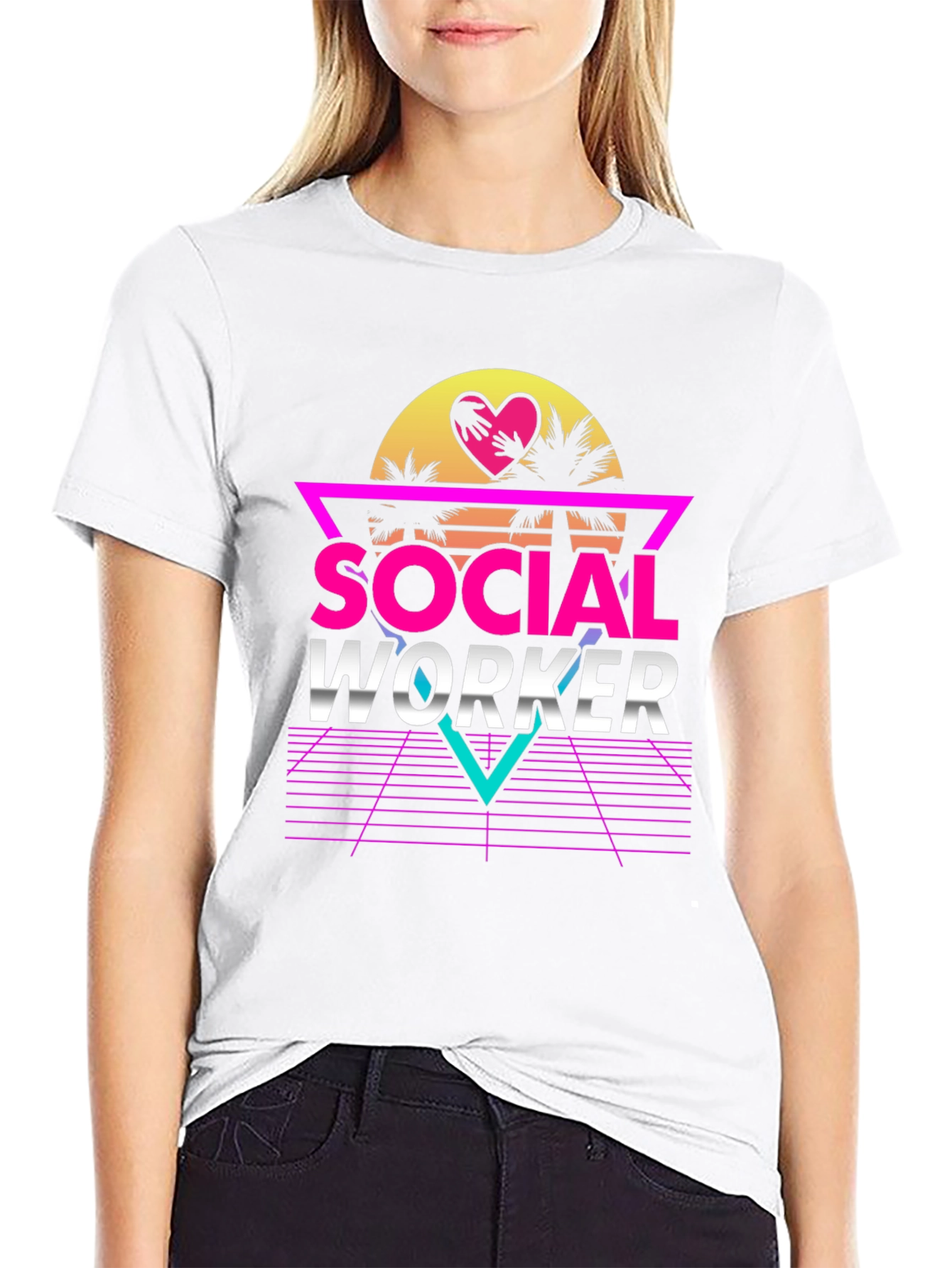 Retro Social Worker T-Shirt - 80s Style Design