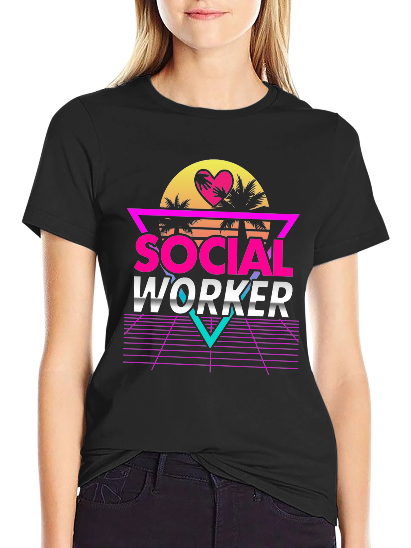 Retro Social Worker T-Shirt - 80s Style Design
