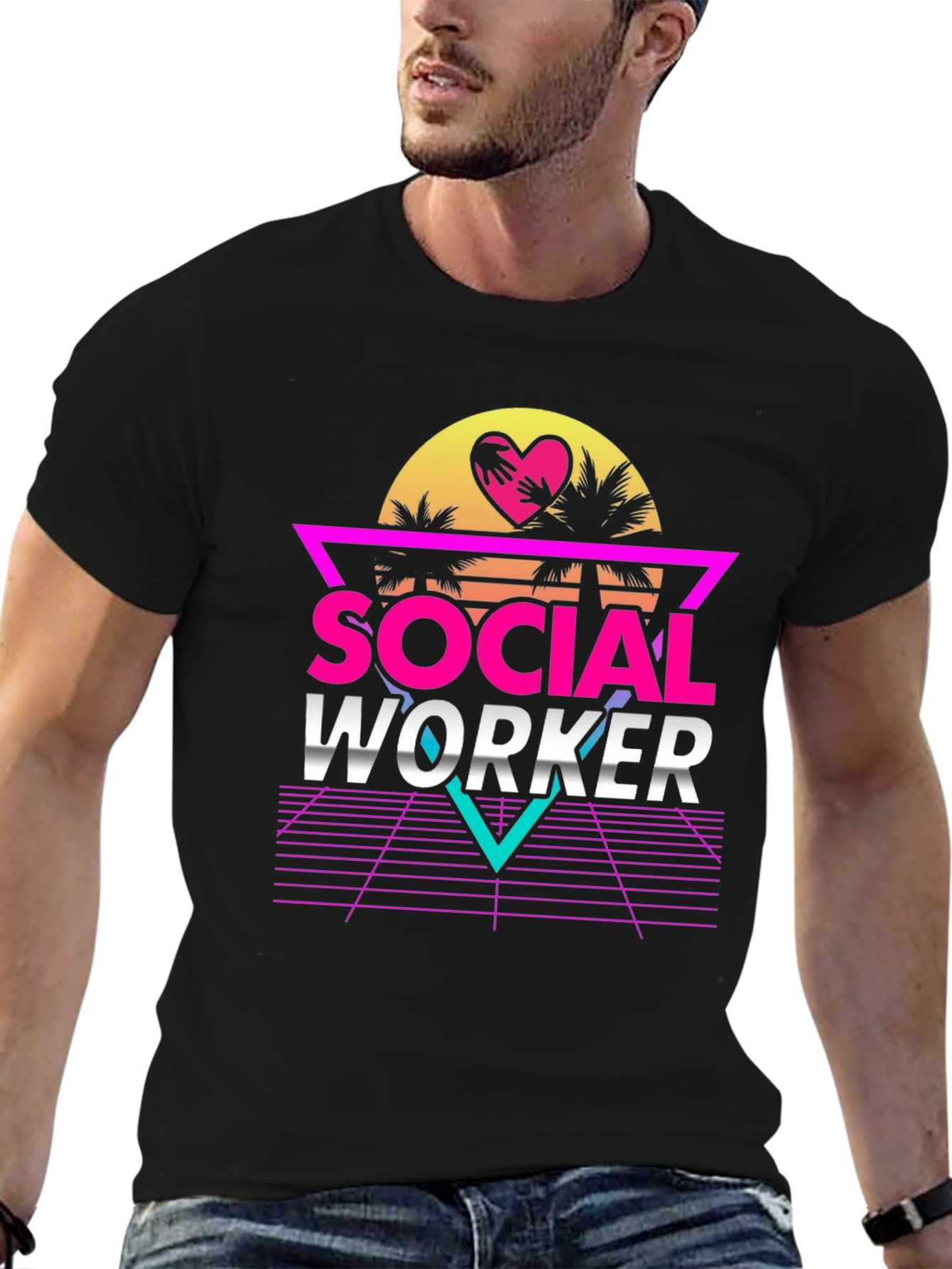 Retro Social Worker T-Shirt - 80s Style Design