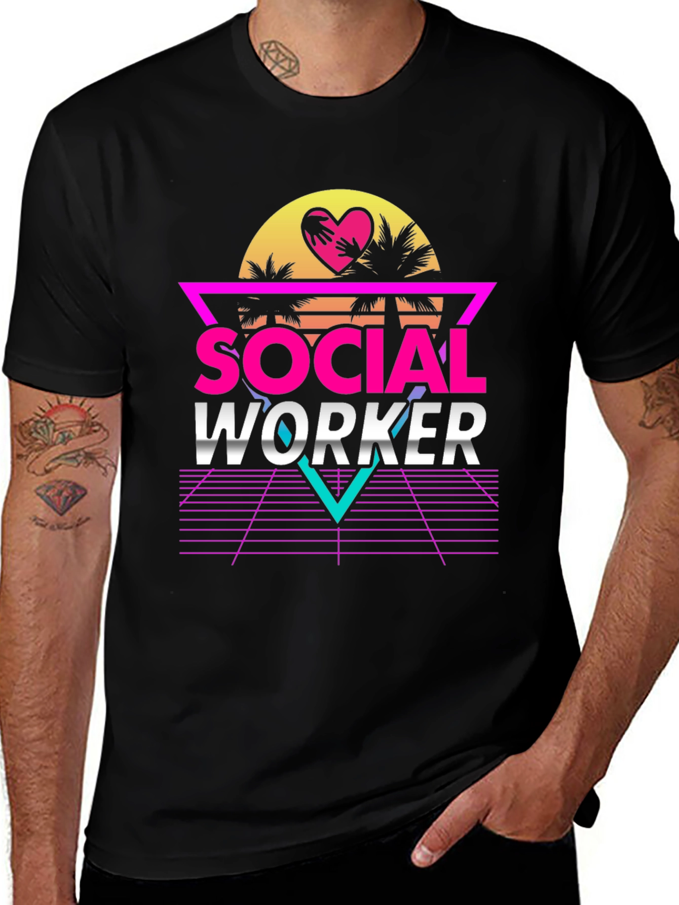 Retro Social Worker T-Shirt - 80s Style Design