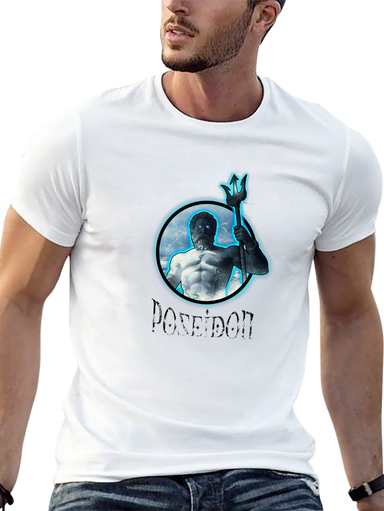Poseidon Graphic Print Black T-Shirt