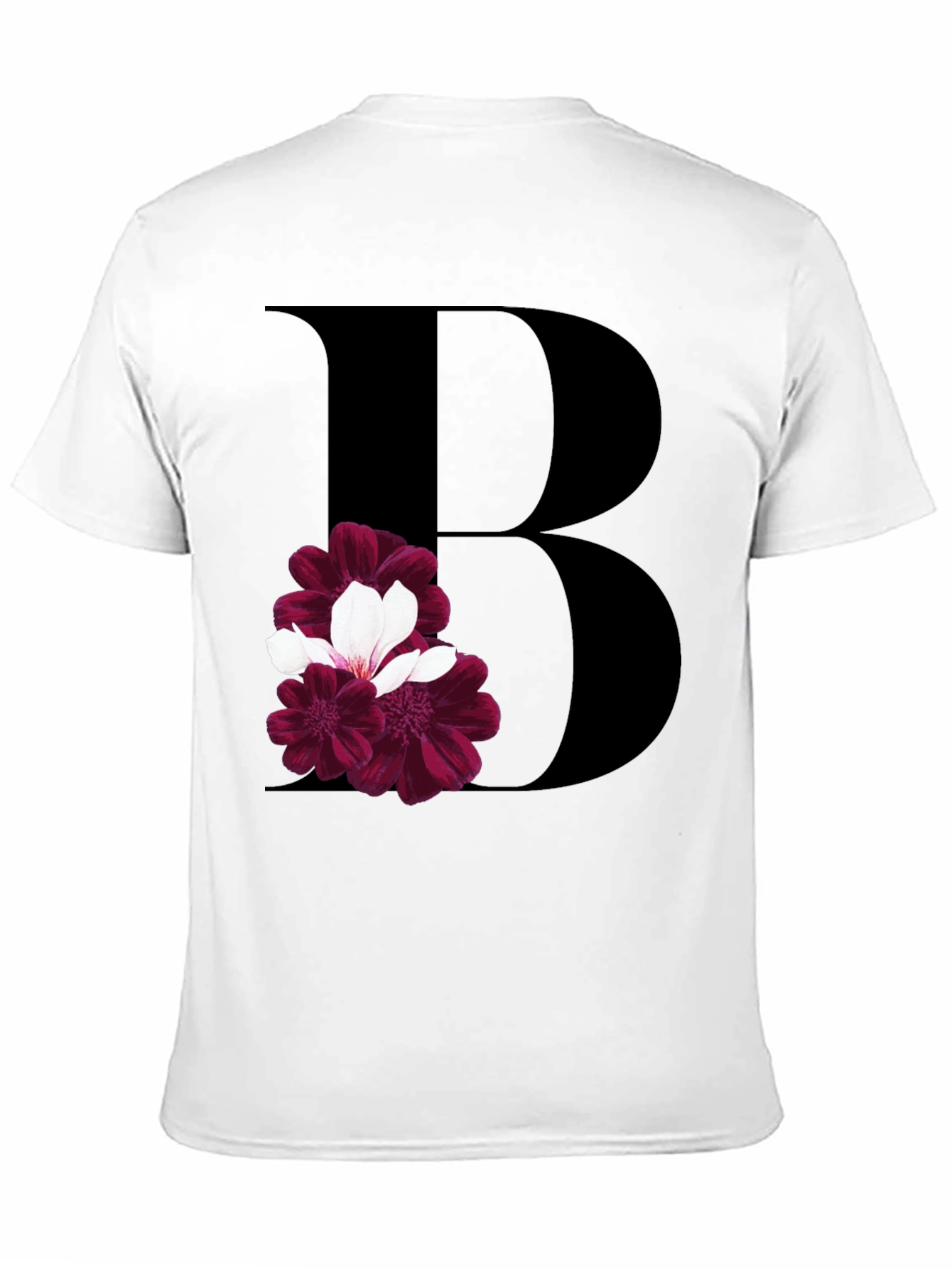 Floral Initial B Black T-Shirt