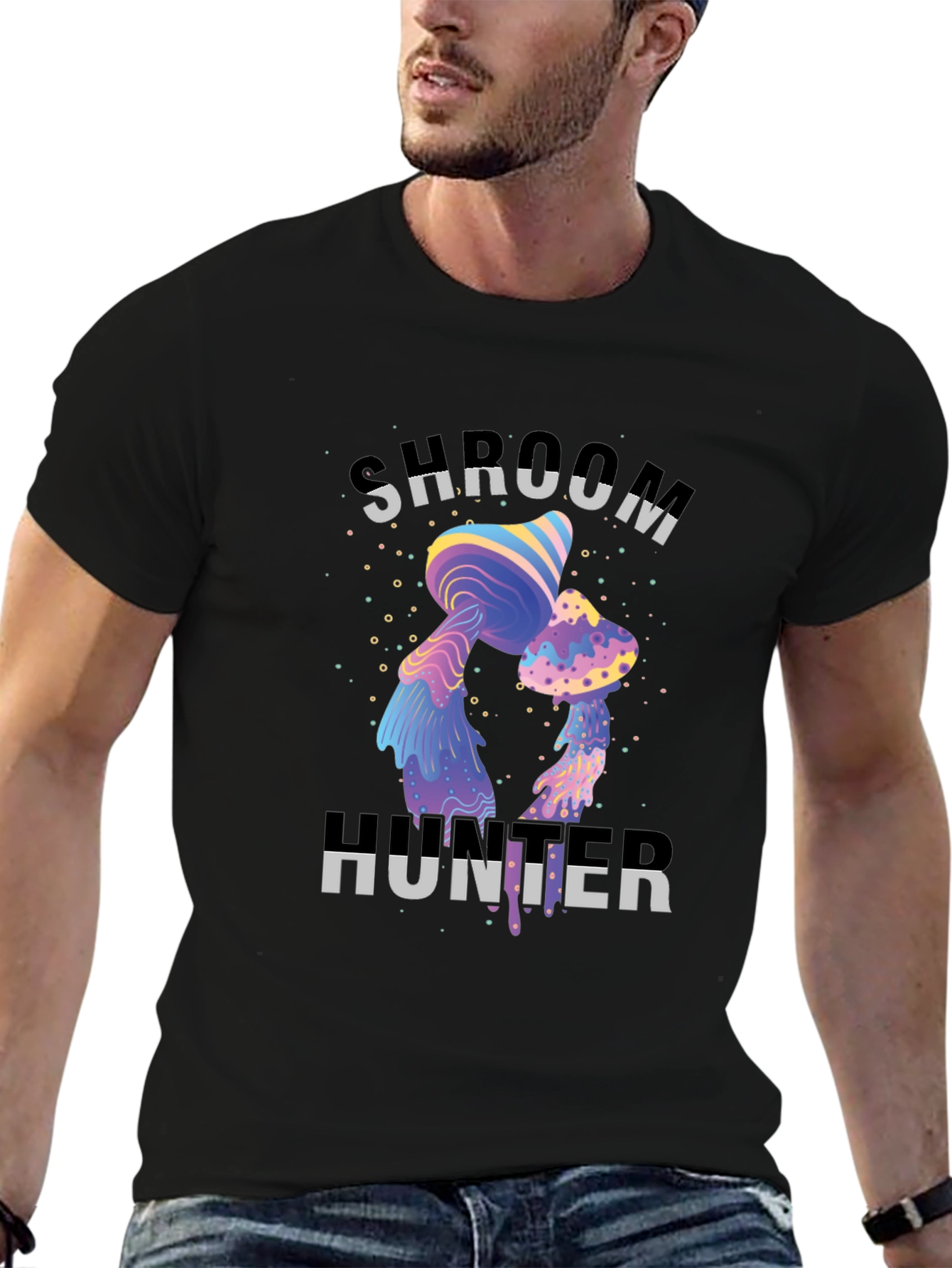 Shroom Hunter Graphic Tee - Unique Psychedelic Mushroom Design