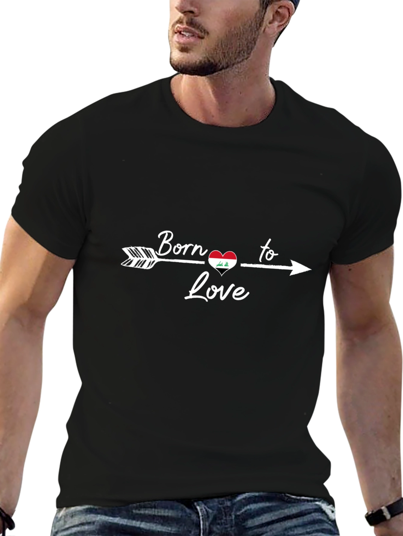 Born to Love Iraq Flag Heart T-Shirt