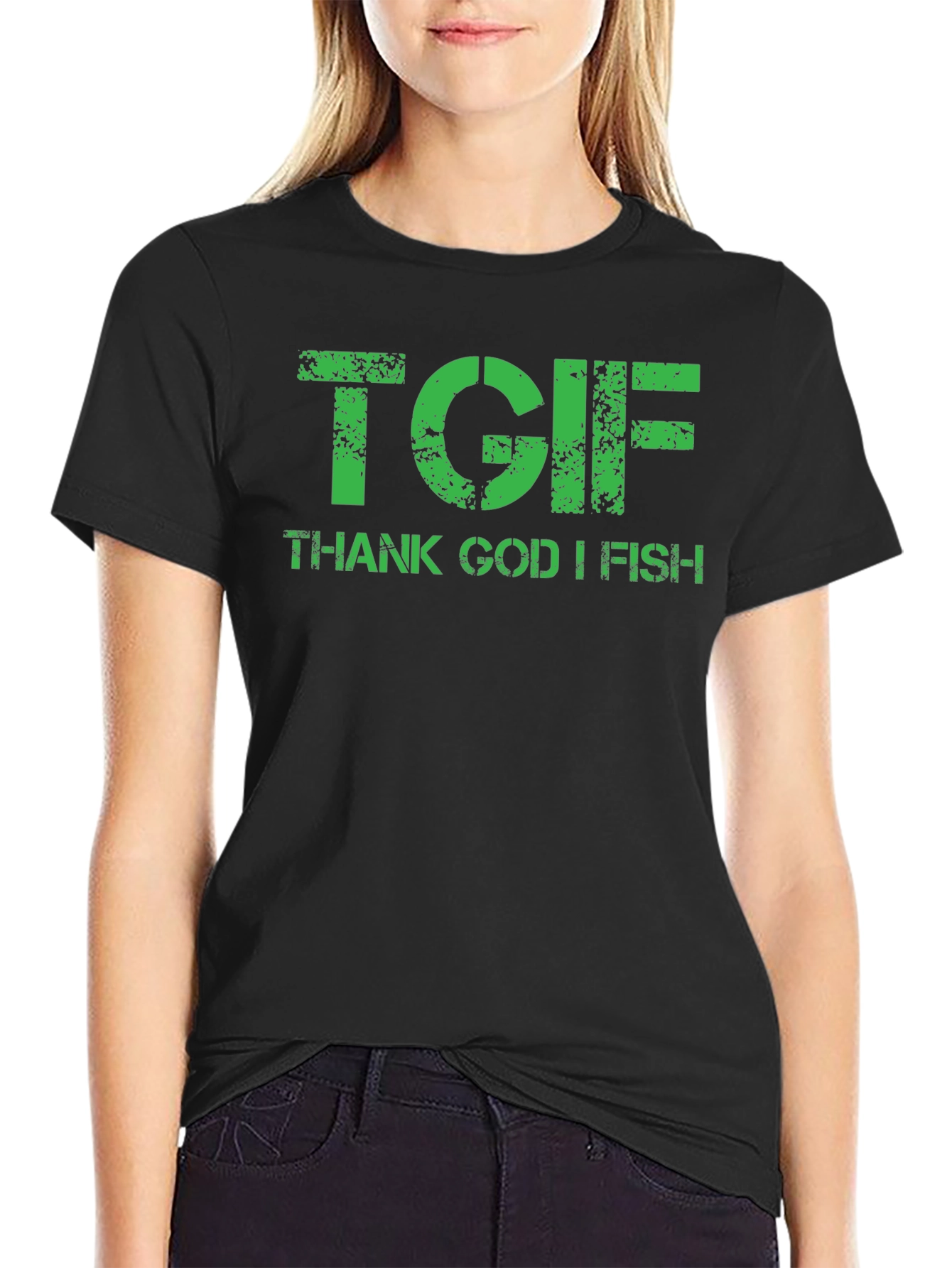 Thank God I Fish T-Shirt - Green Print