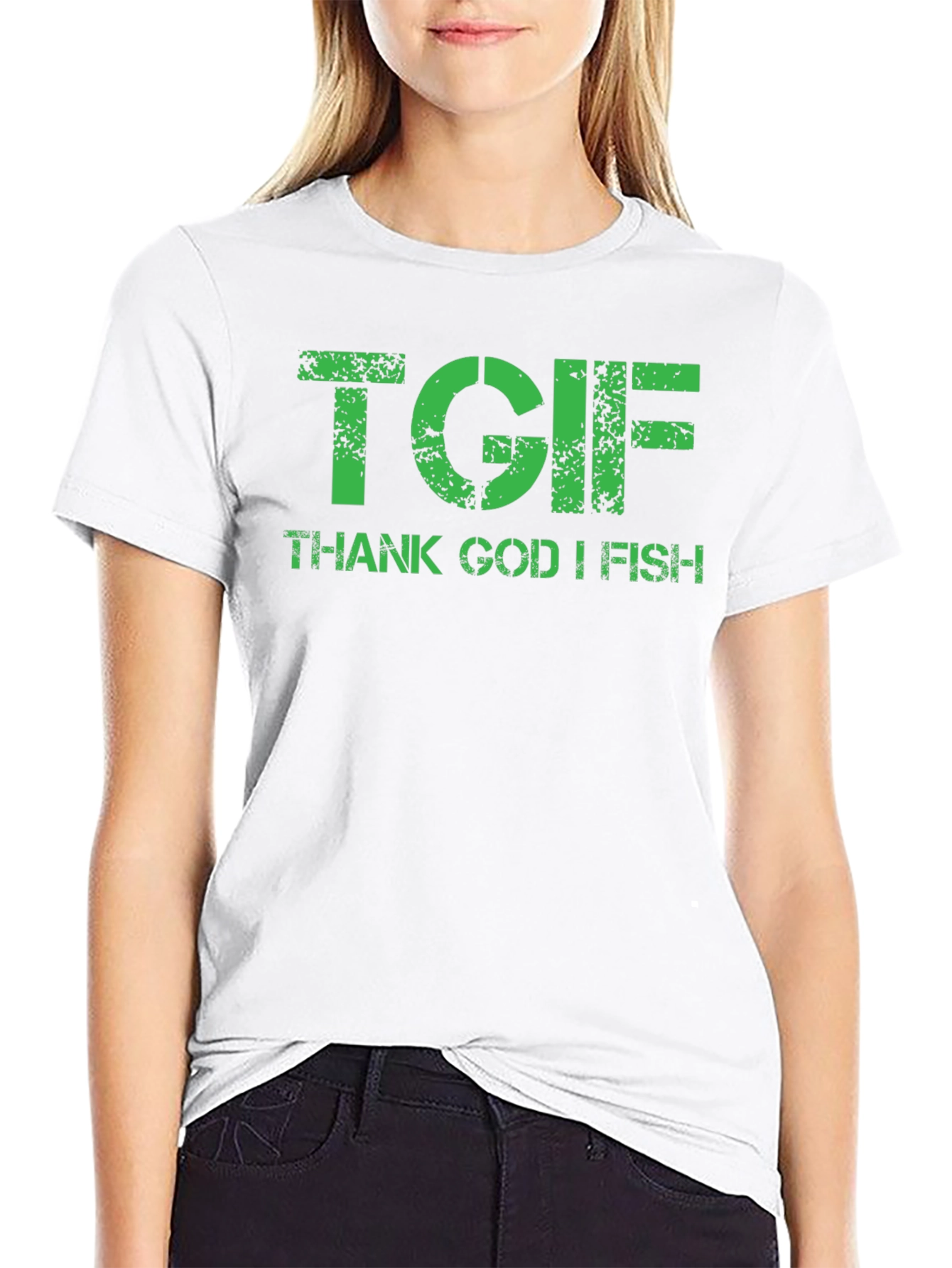 Thank God I Fish T-Shirt - Green Print