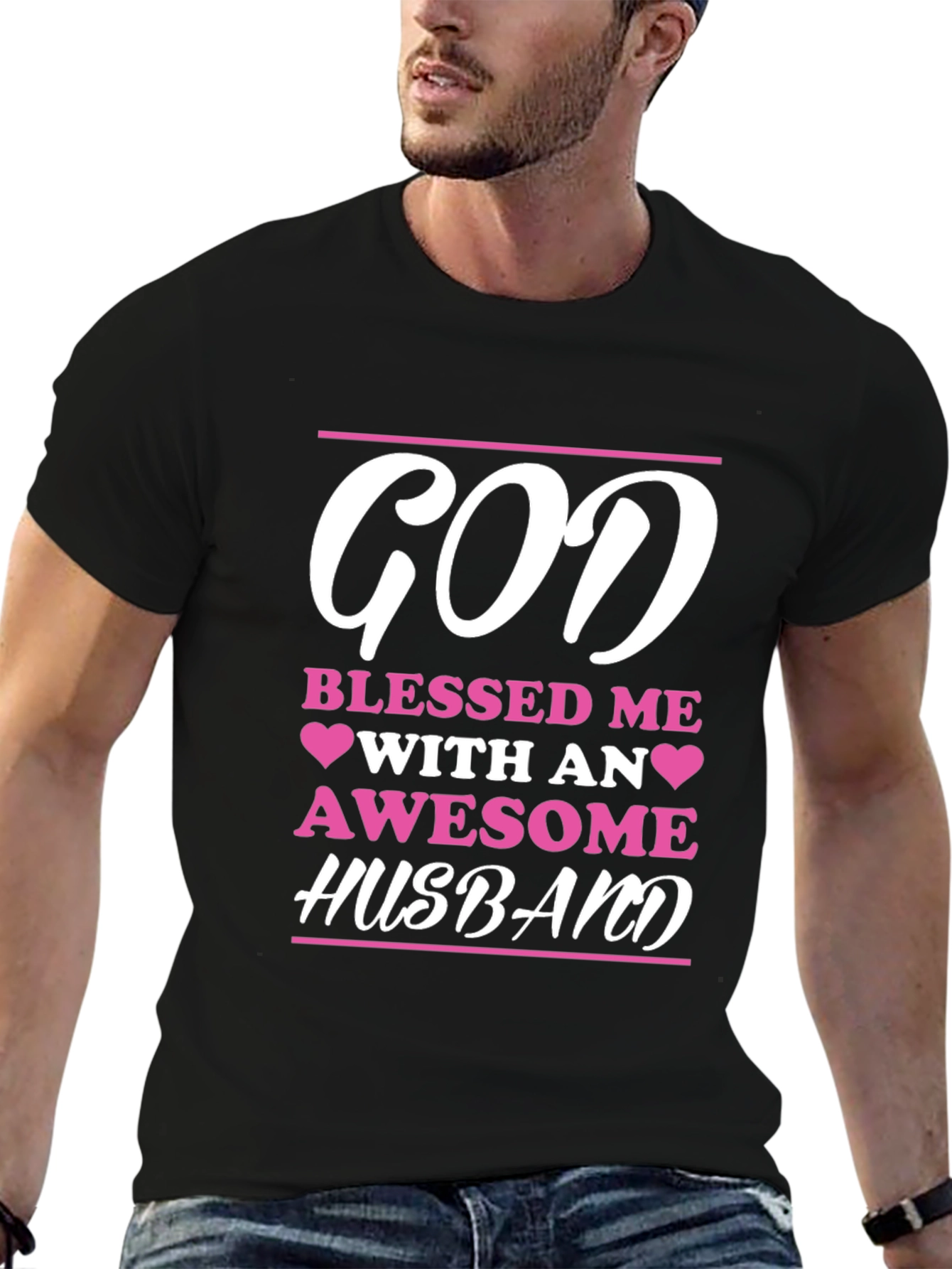 God Blessed Me Awesome Husband Graphic Tee