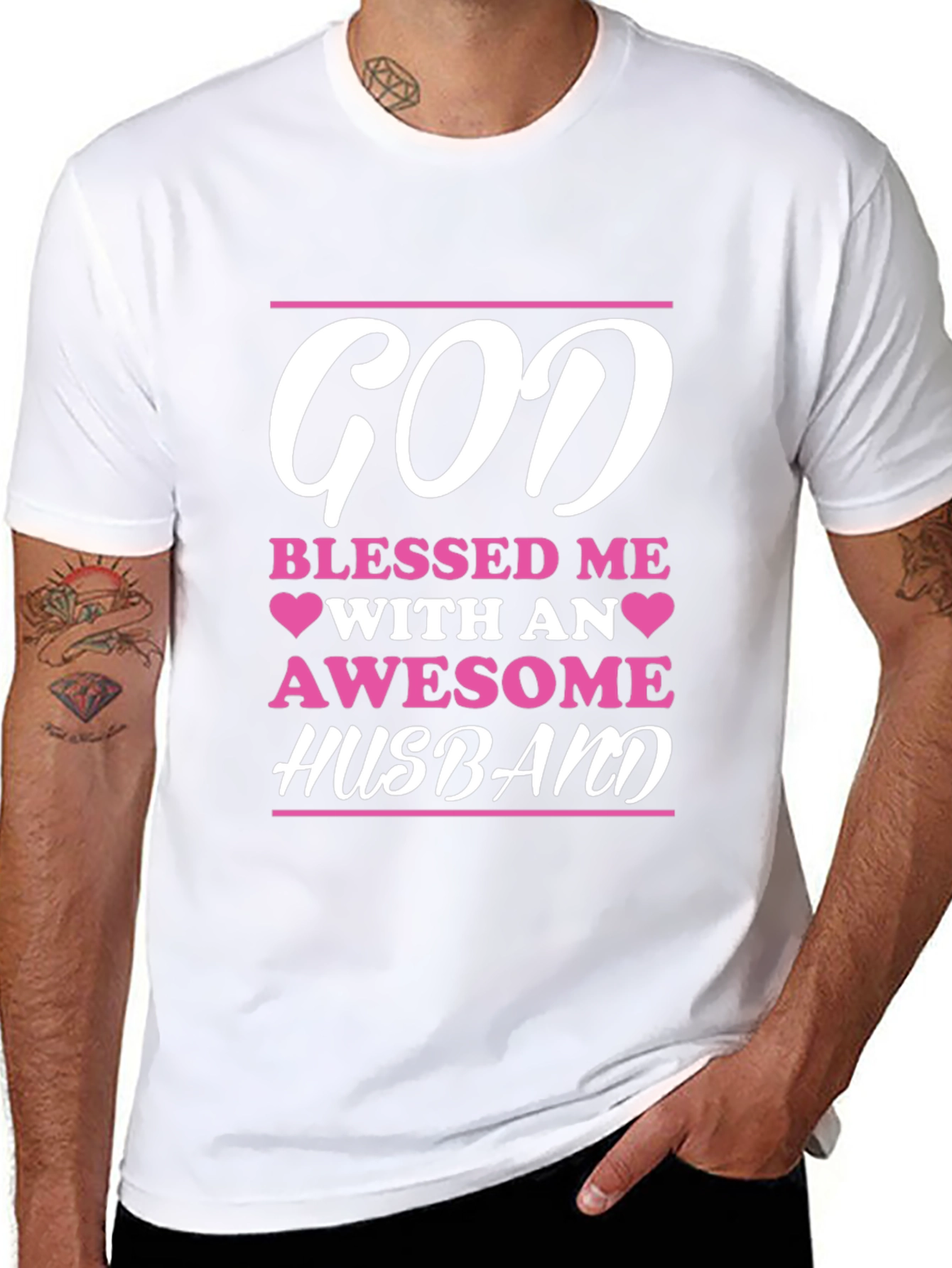 God Blessed Me Awesome Husband Graphic Tee