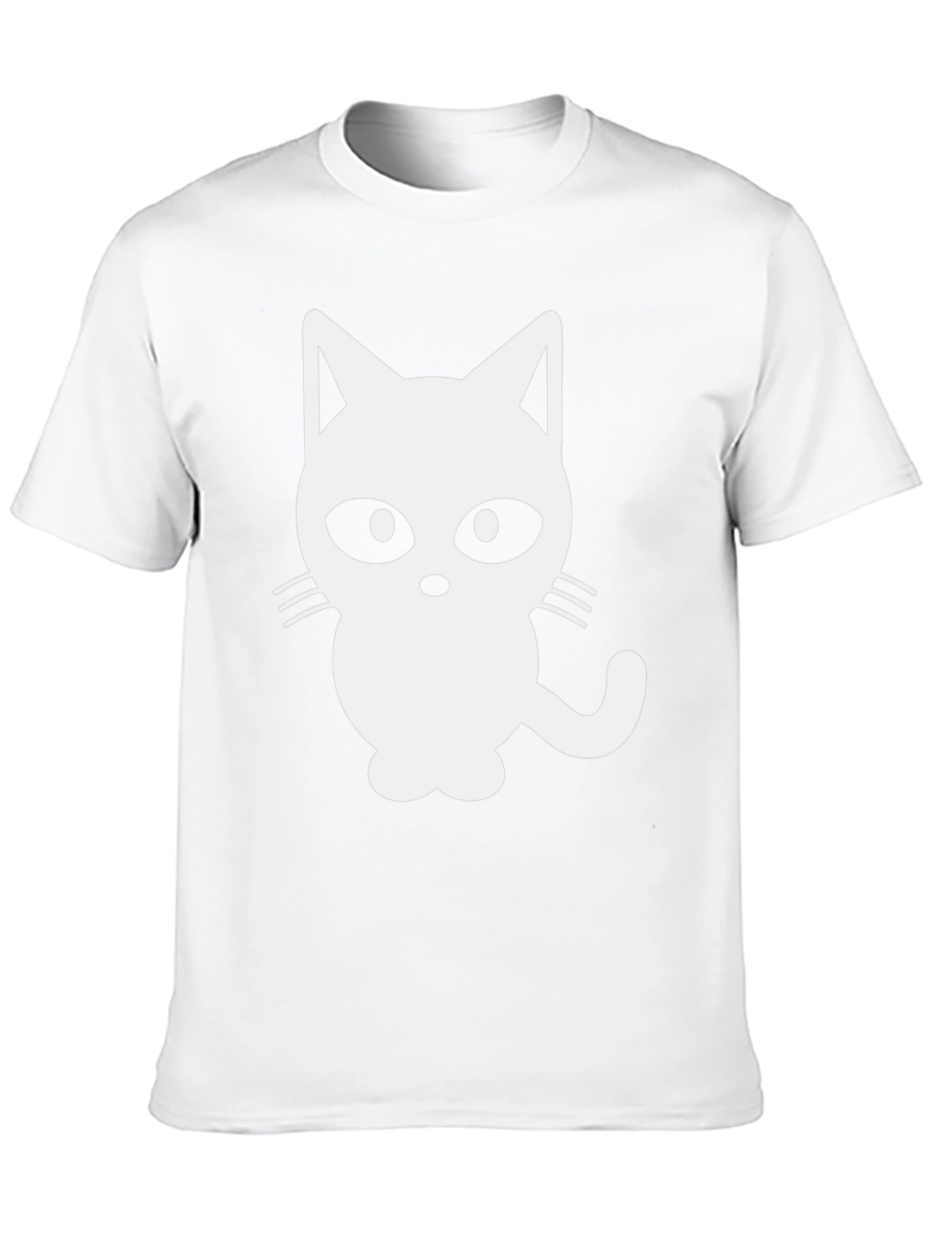 Black T-Shirt with White Cat Graphic