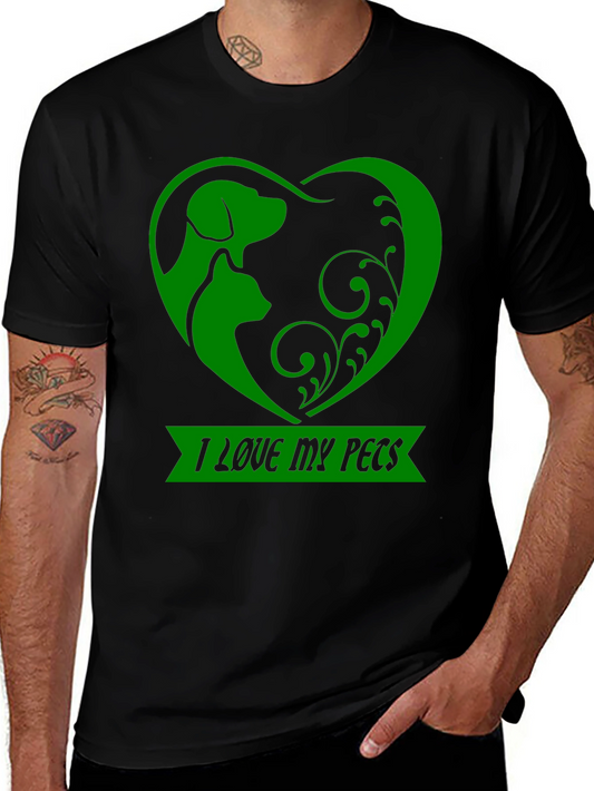 I Love My Pets T-Shirt Dog & Cat Heart Design