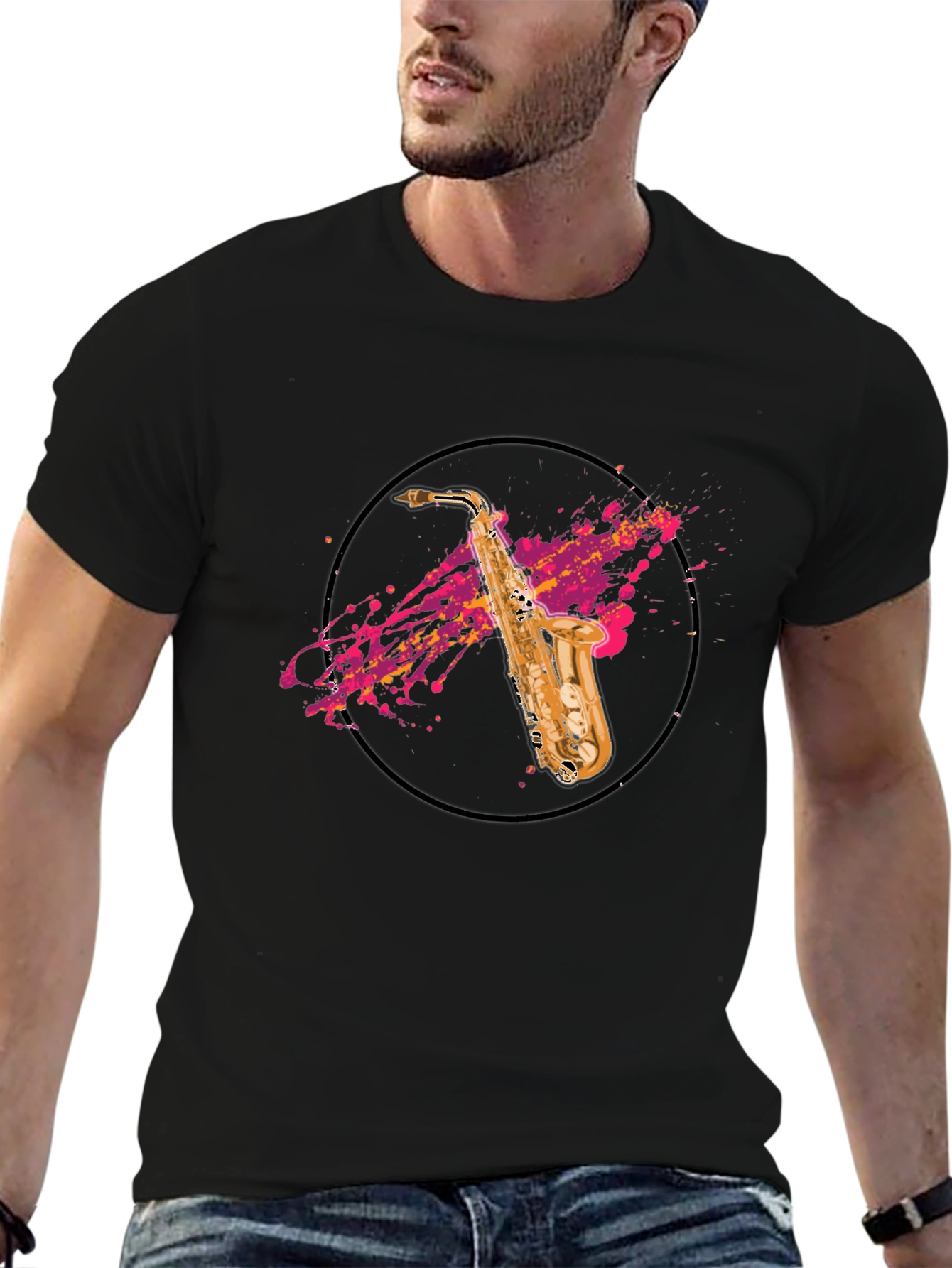 Saxophone Splash T-Shirt - Musician Tee