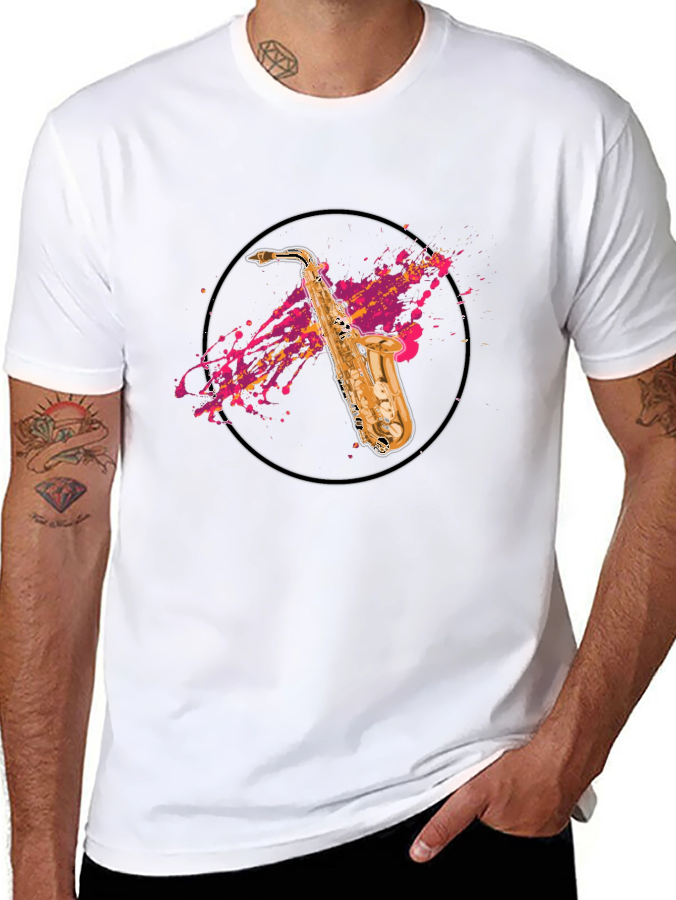 Saxophone Splash T-Shirt - Musician Tee