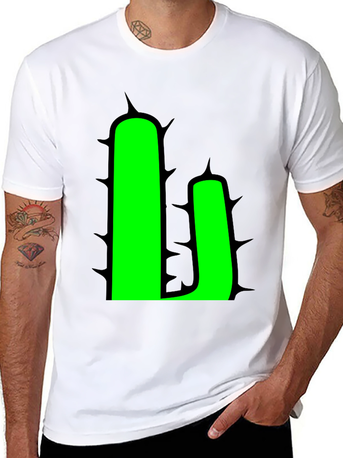 Cactus Graphic T-Shirt - Black - Novelty Design