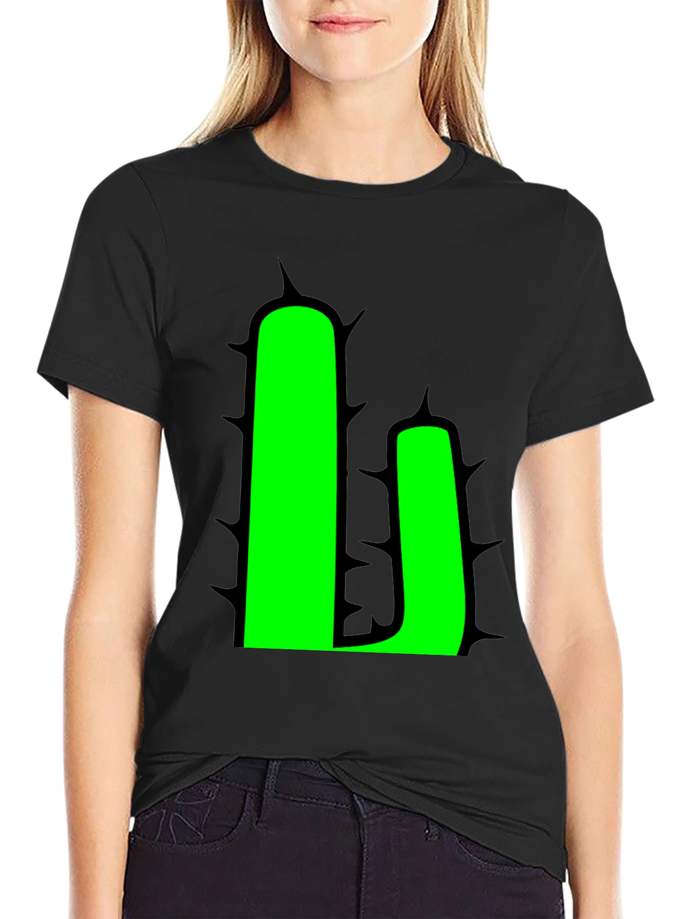Cactus Graphic T-Shirt - Black - Novelty Design