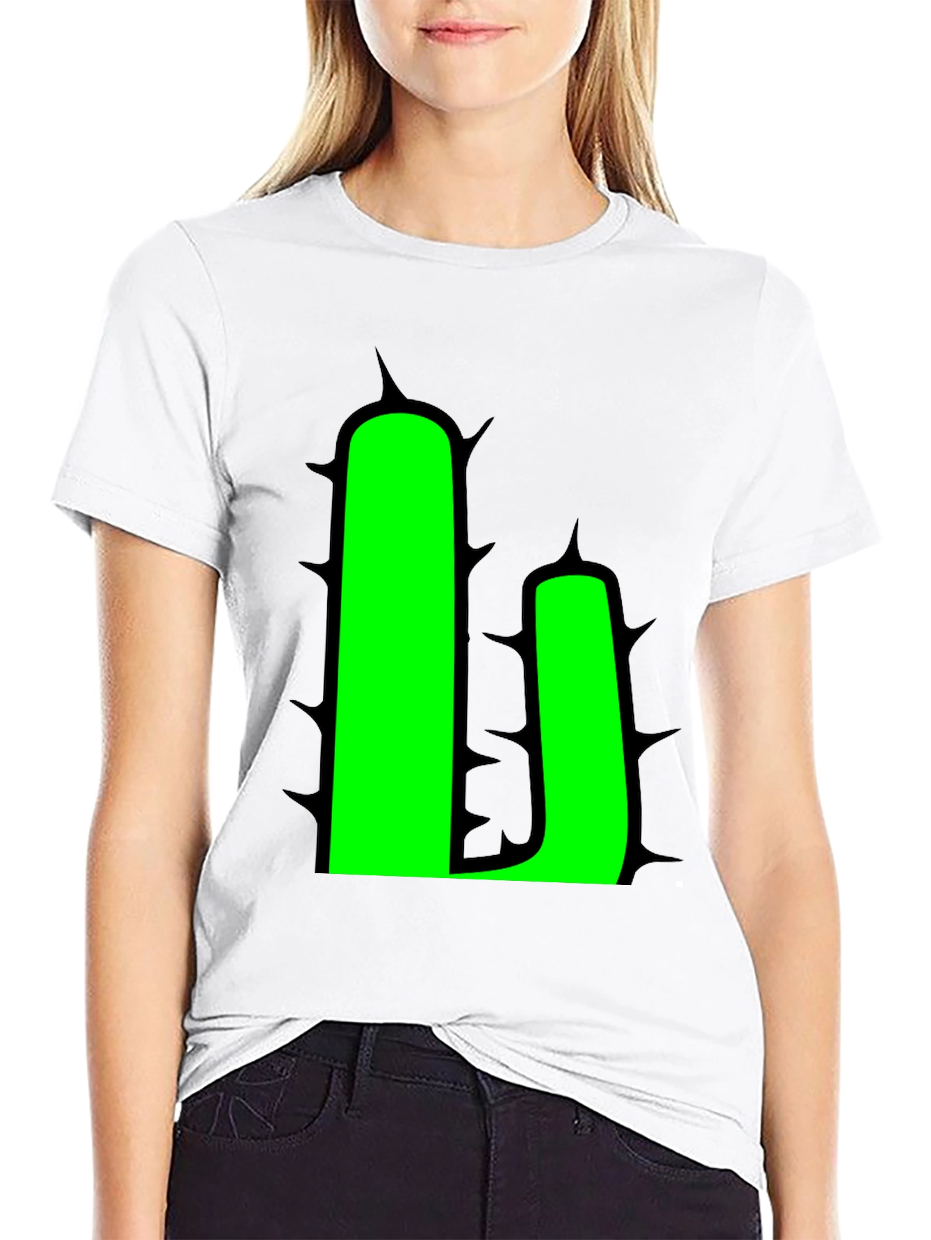 Cactus Graphic T-Shirt - Black - Novelty Design