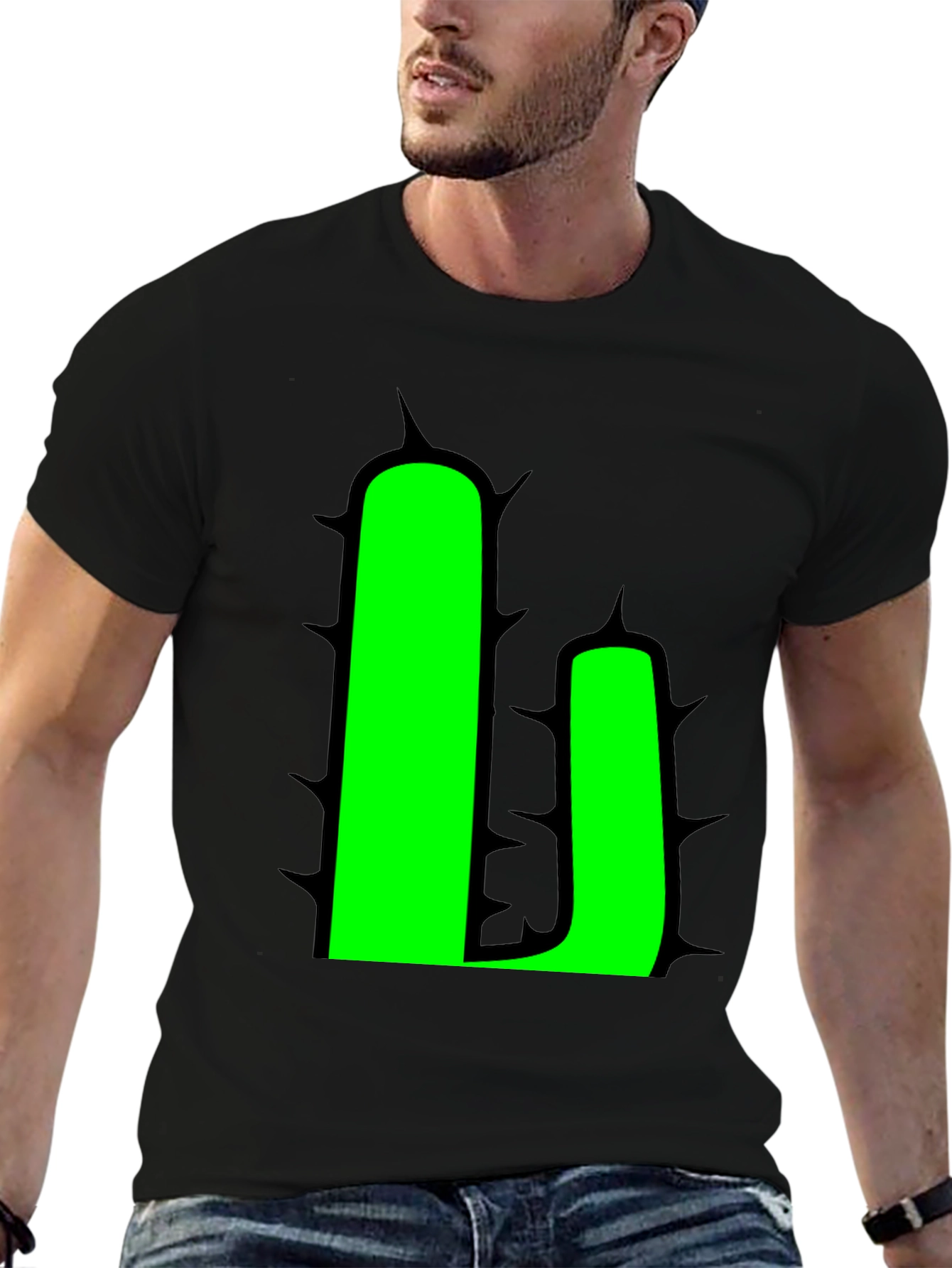 Cactus Graphic T-Shirt - Black - Novelty Design