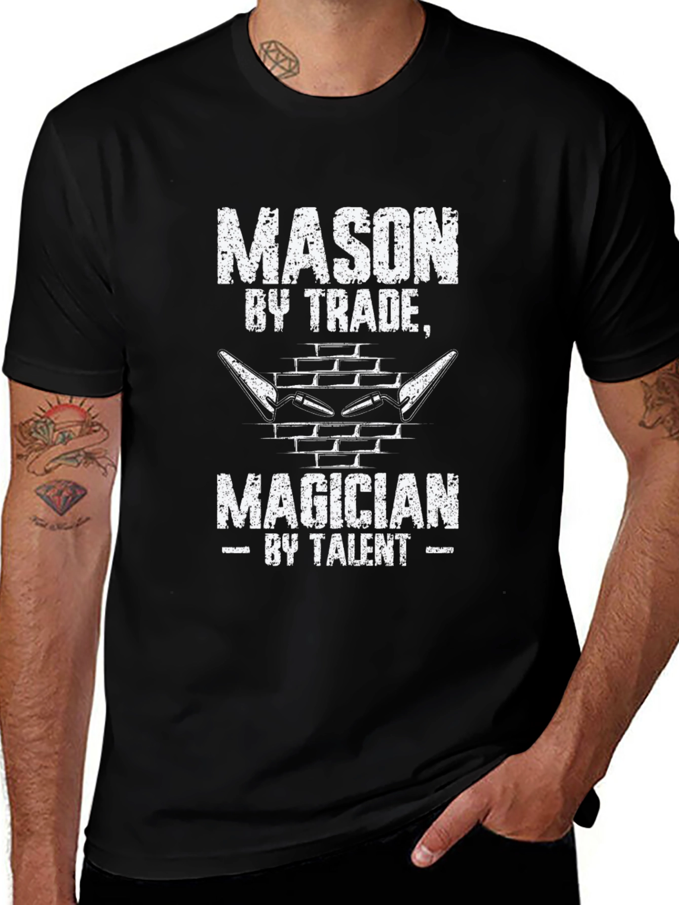 Mason By Trade Magician By Talent Black Graphic Tee