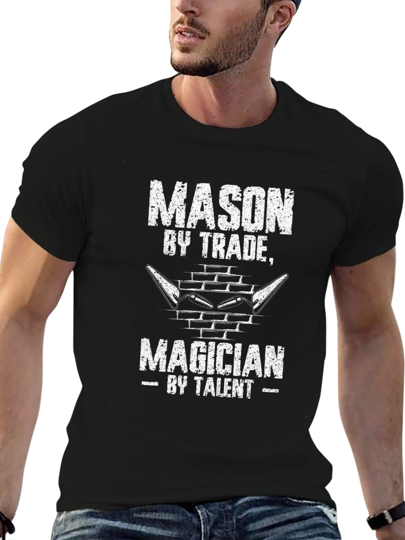 Mason By Trade Magician By Talent Black Graphic Tee