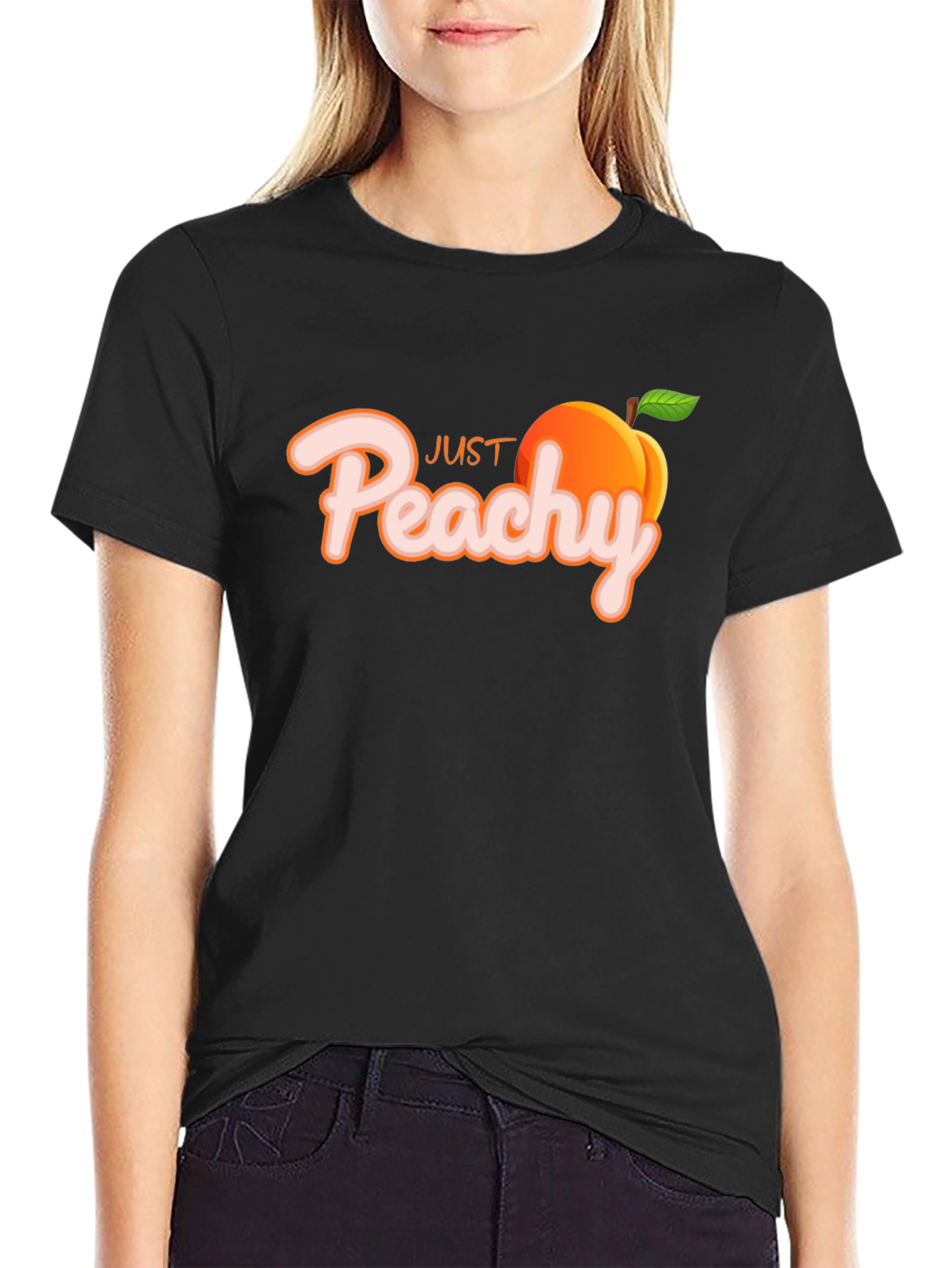 Just Peachy Black T-Shirt - Casual Style