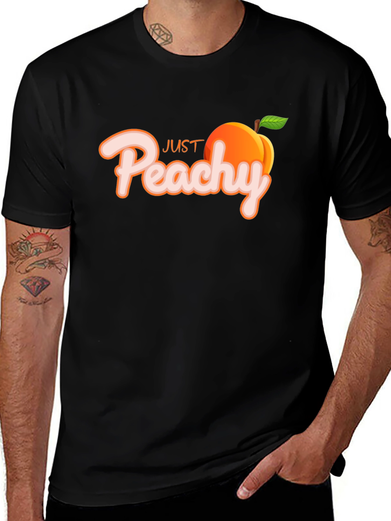 Just Peachy Black T-Shirt - Casual Style
