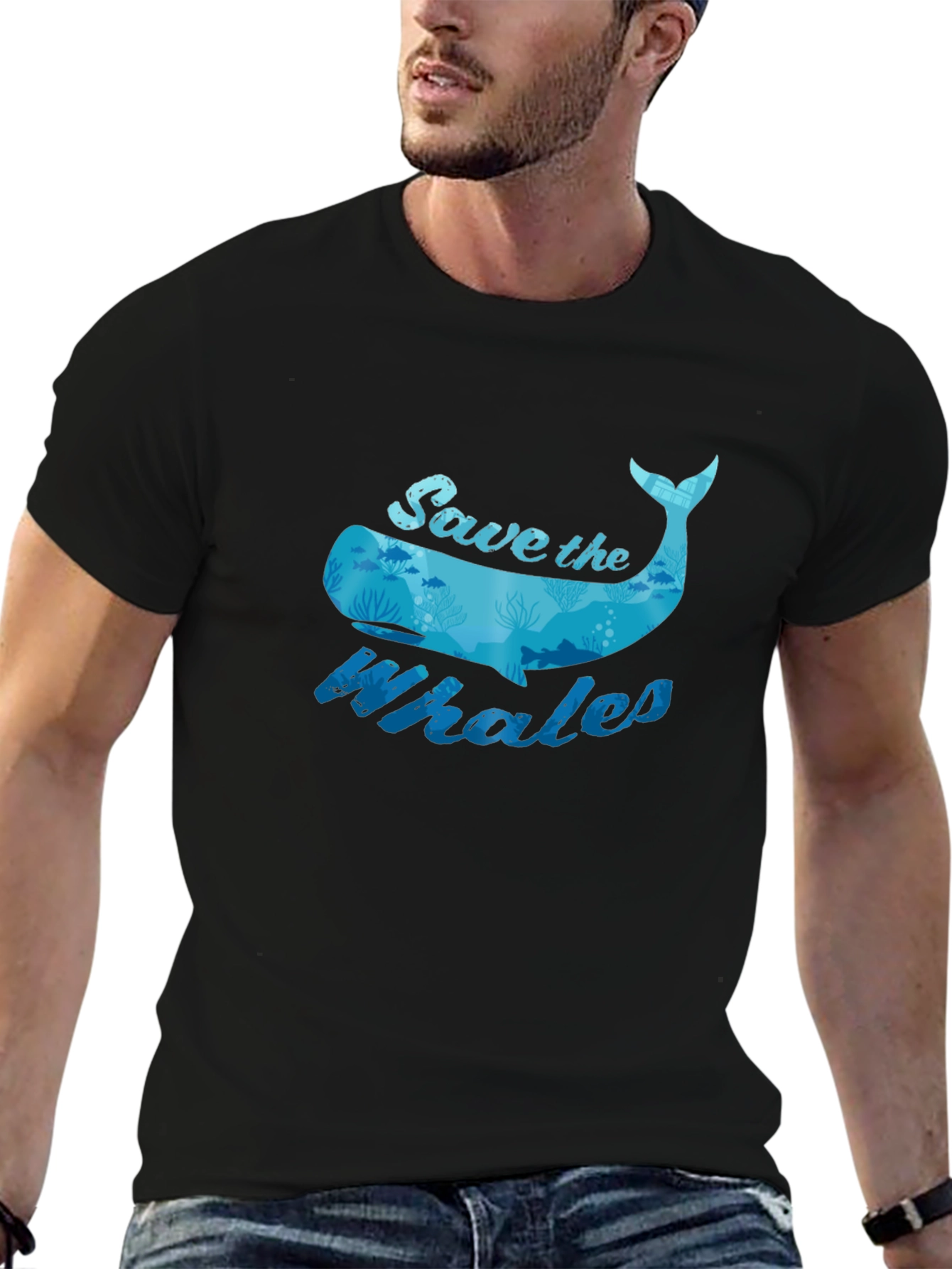 Save the Whales Graphic Tee - Black