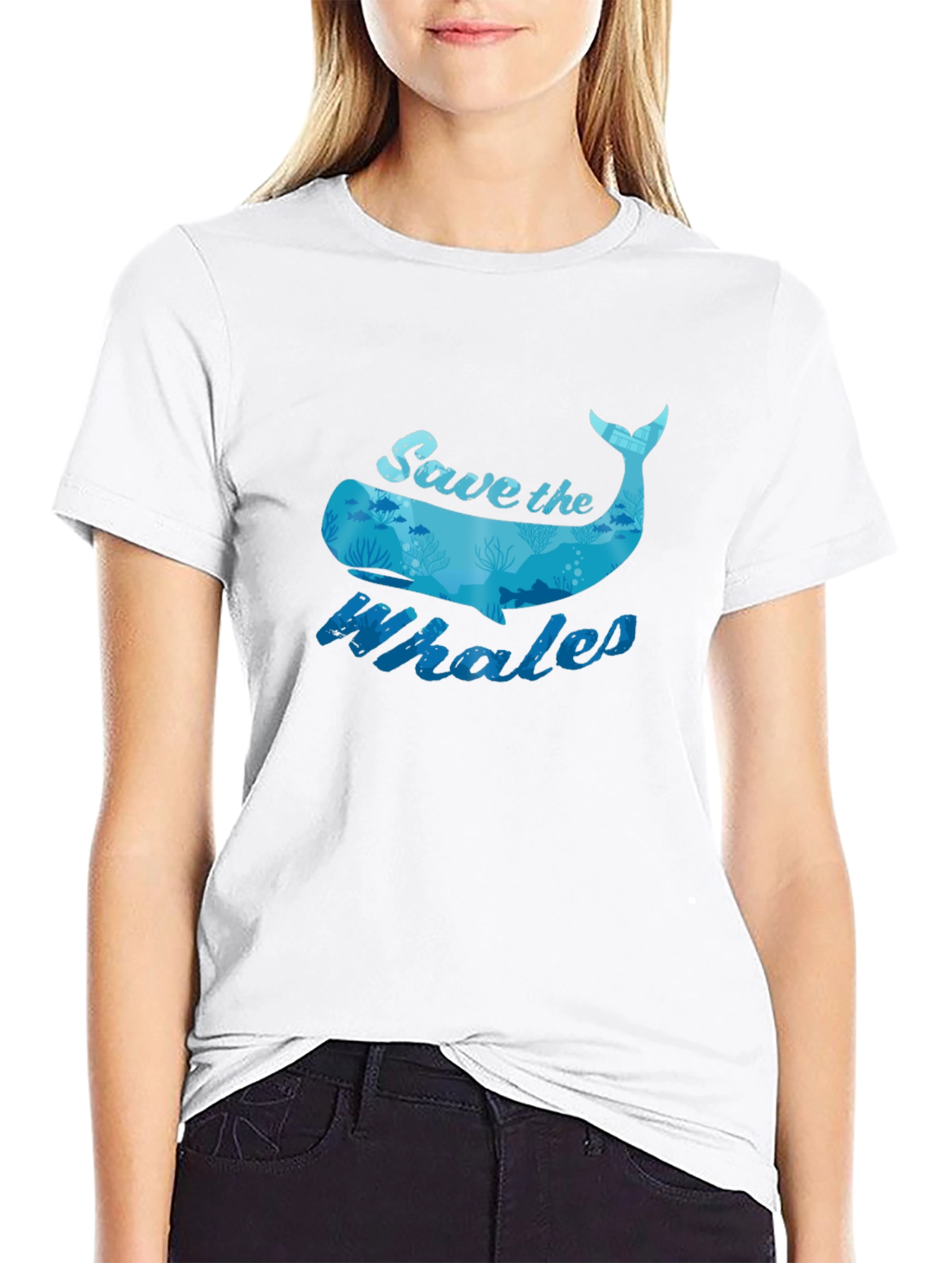Save the Whales Graphic Tee - Black