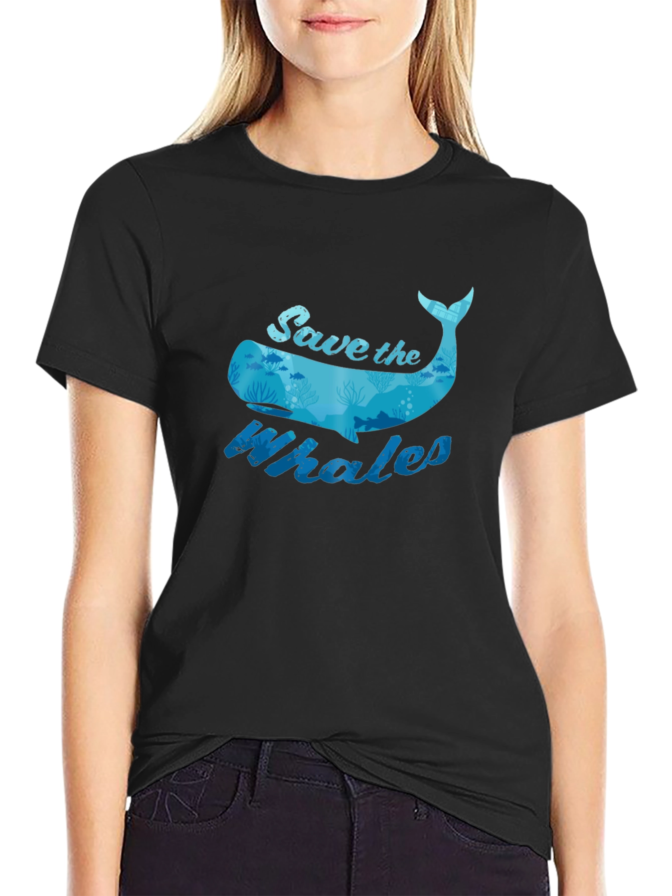 Save the Whales Graphic Tee - Black