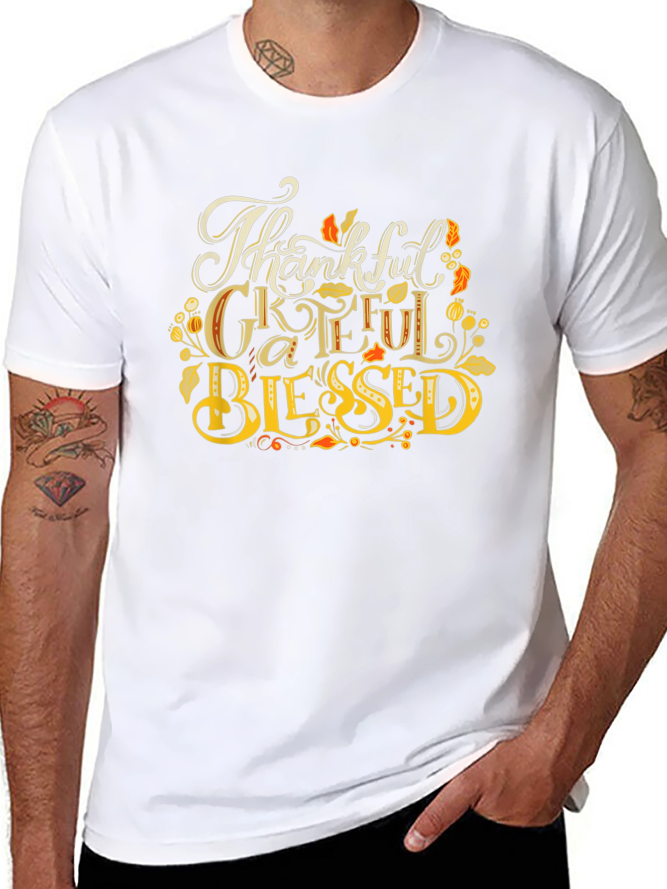 Thankful Grateful Blessed Black T-Shirt