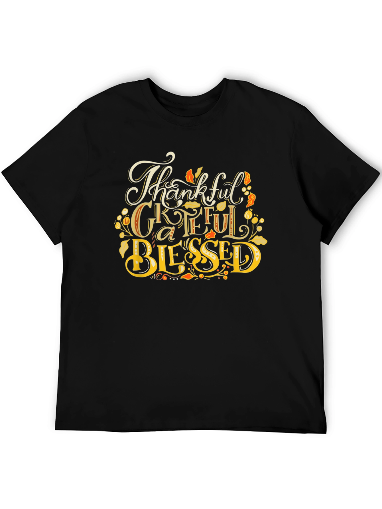 Thankful Grateful Blessed Black T-Shirt