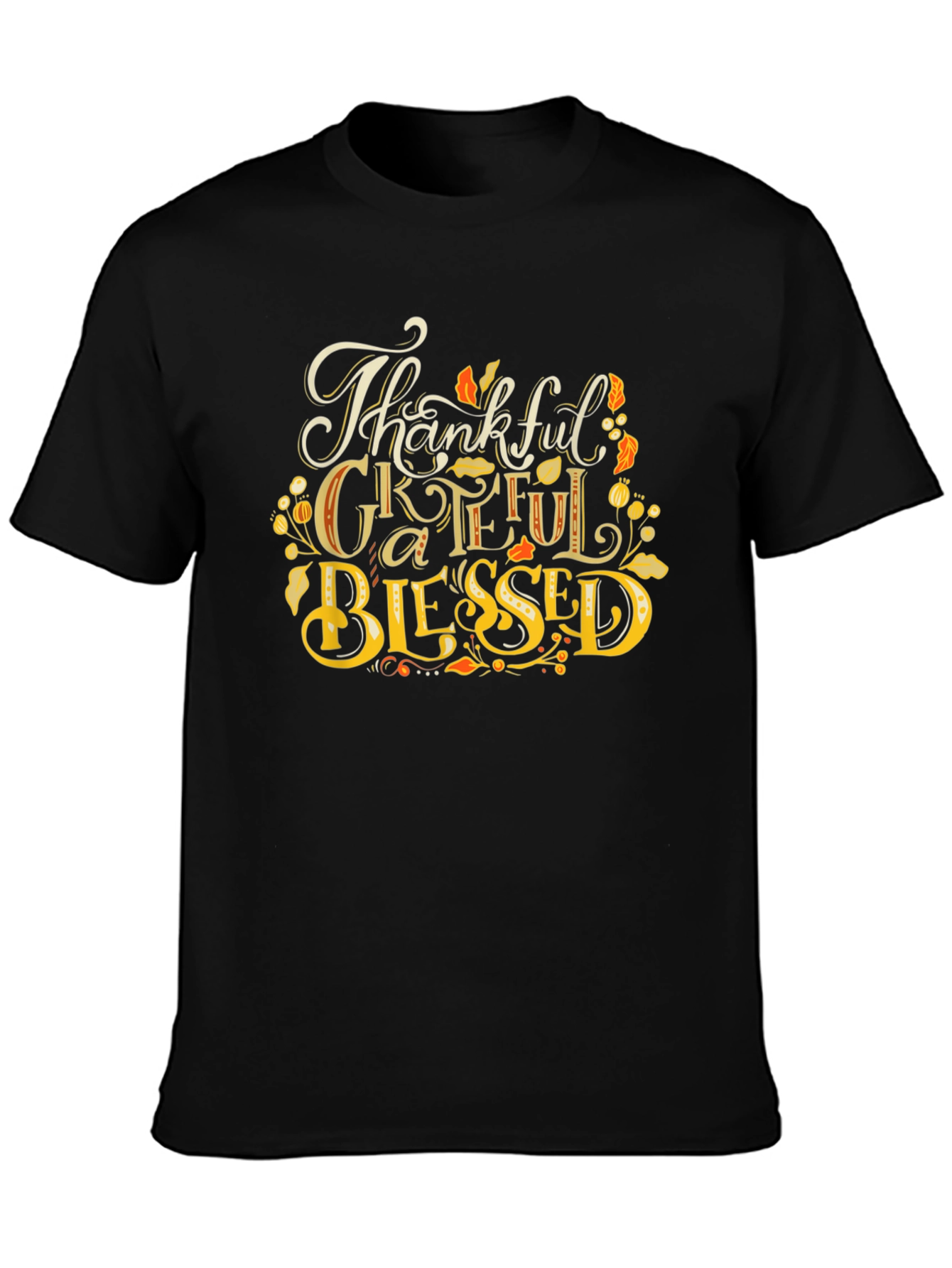 Thankful Grateful Blessed Black T-Shirt