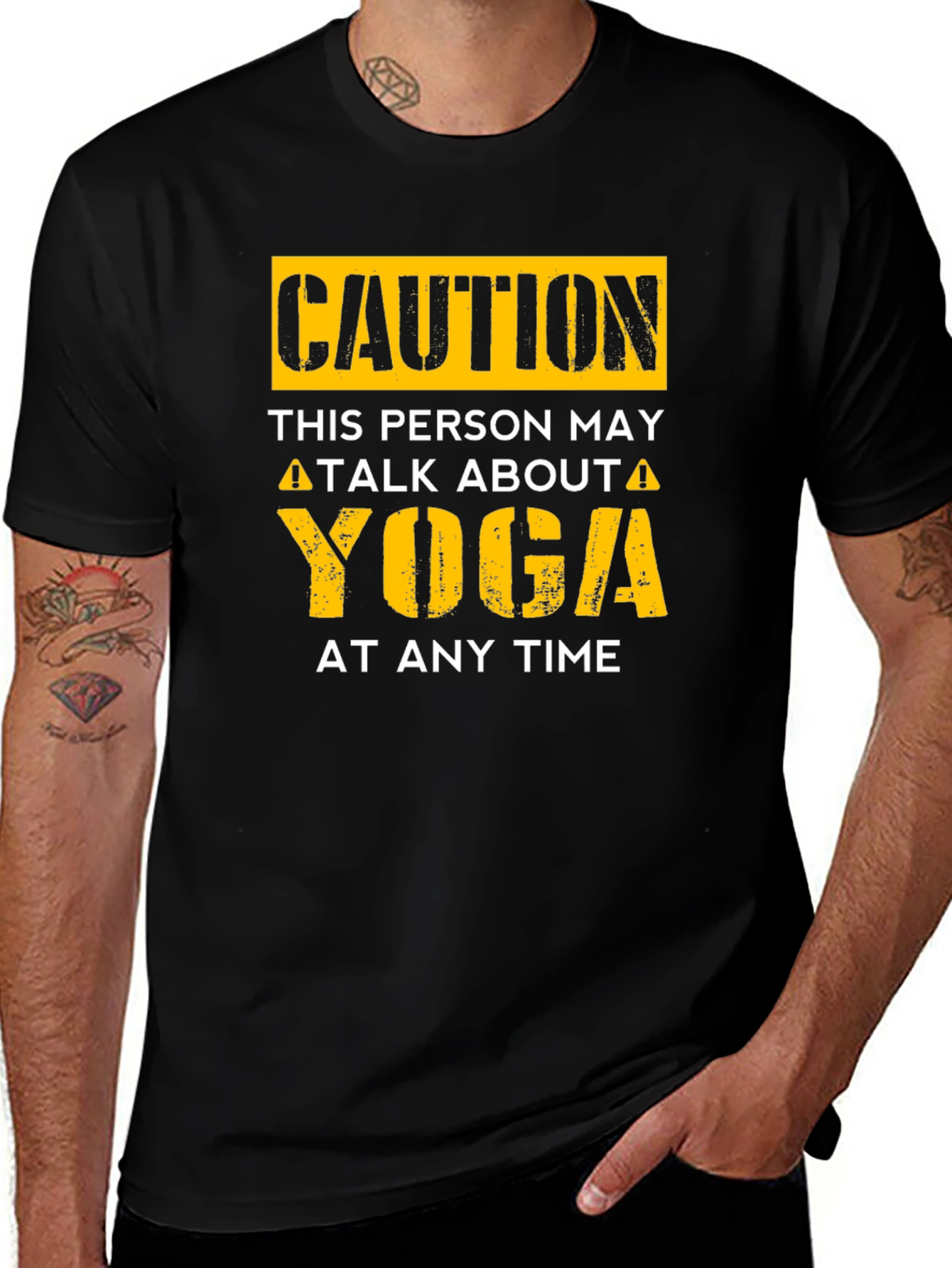 Caution Yoga Humor Graphic Tee