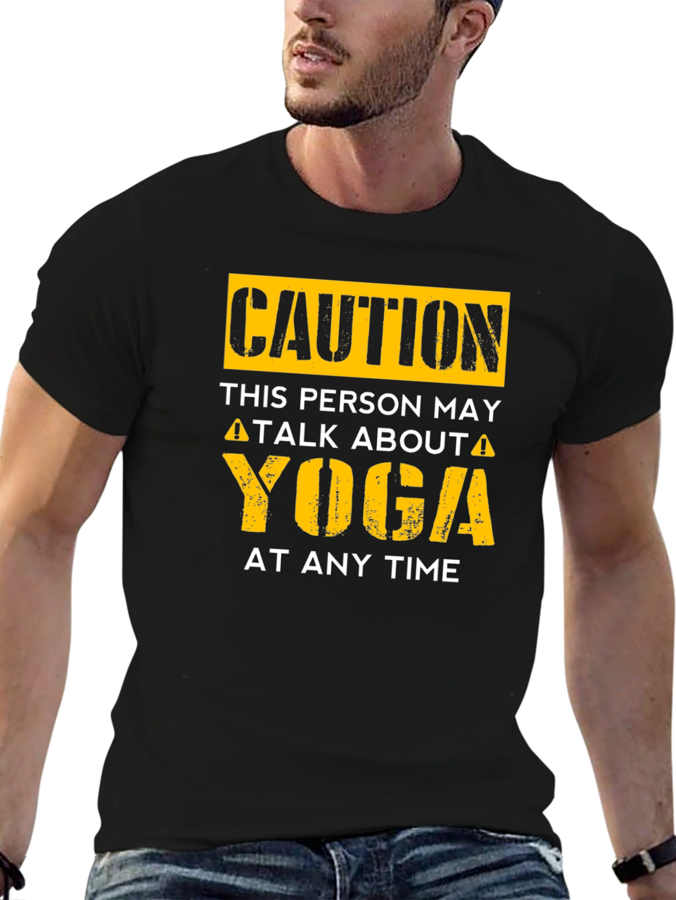 Caution Yoga Humor Graphic Tee