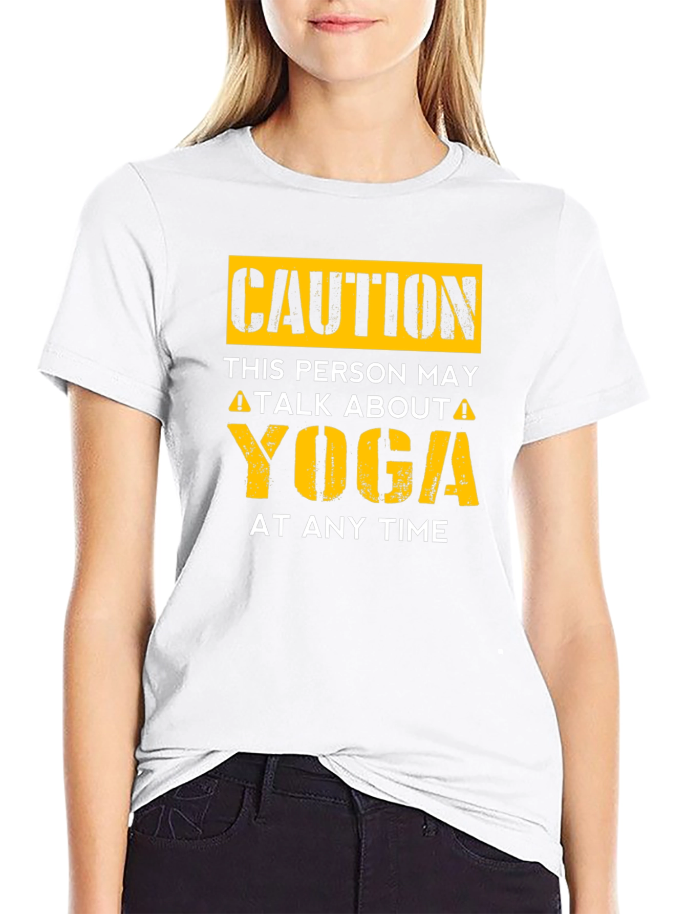 Caution Yoga Humor Graphic Tee