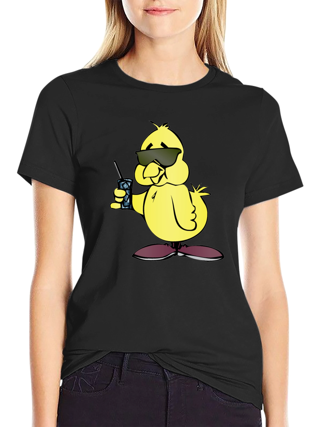 Cool Chick Cartoon Graphic T-Shirt