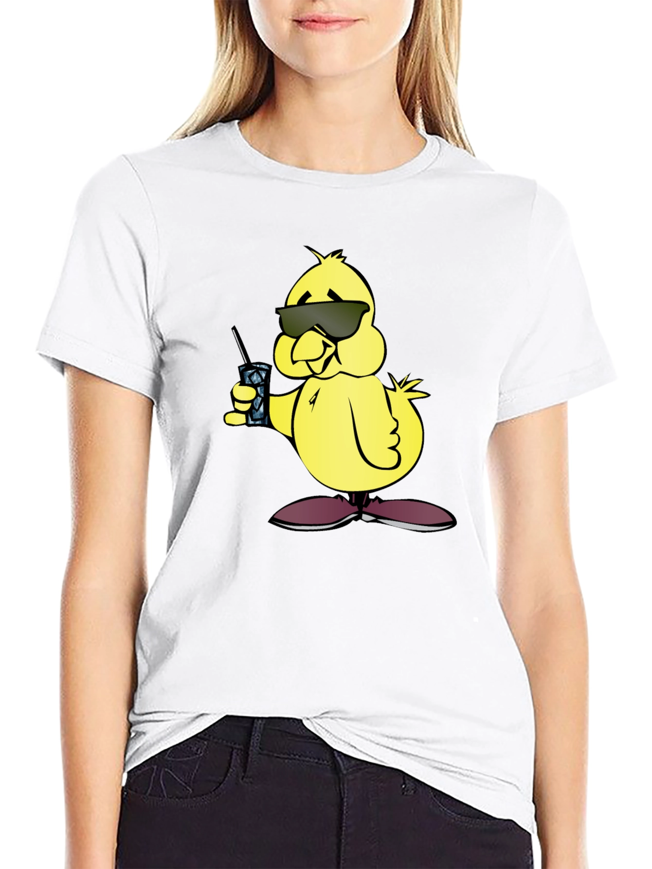 Cool Chick Cartoon Graphic T-Shirt