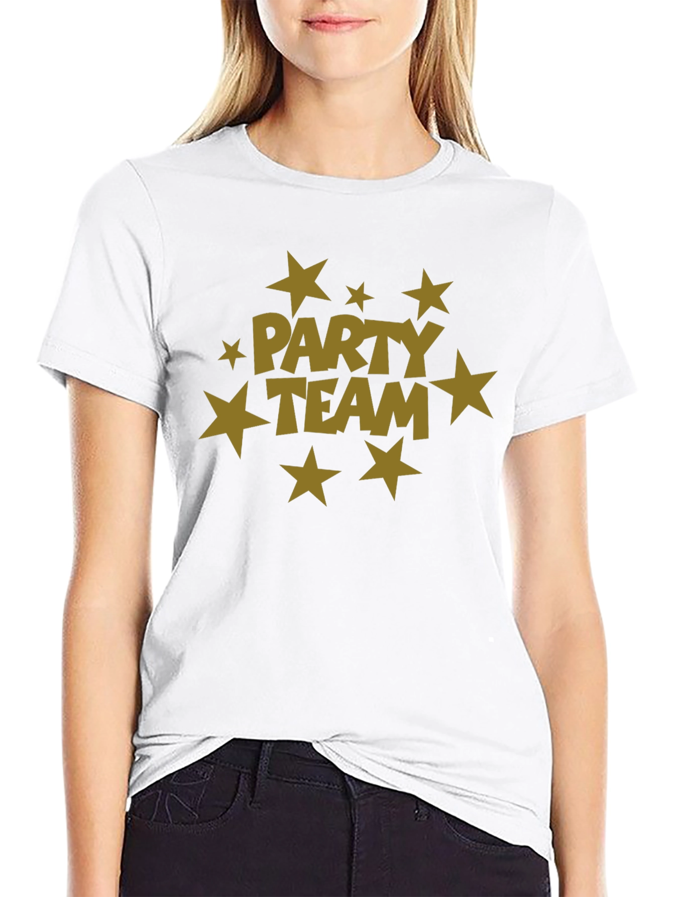 Party Team Graphic Print Black T-Shirt