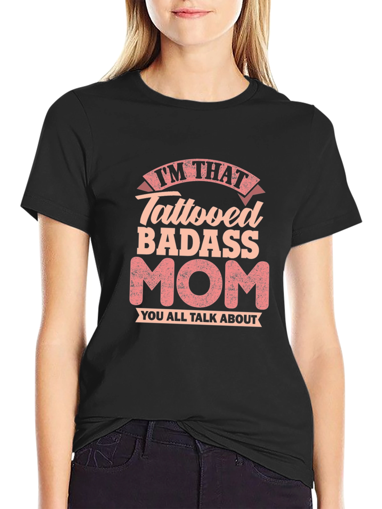 Tattooed Badass Mom Graphic Tee - Black