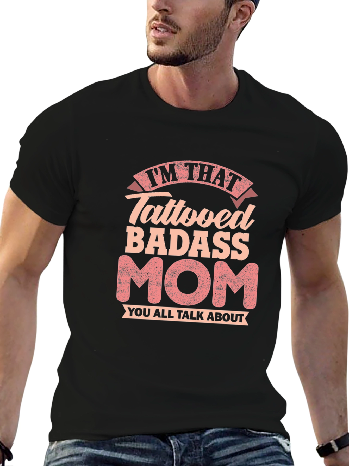 Tattooed Badass Mom Graphic Tee - Black